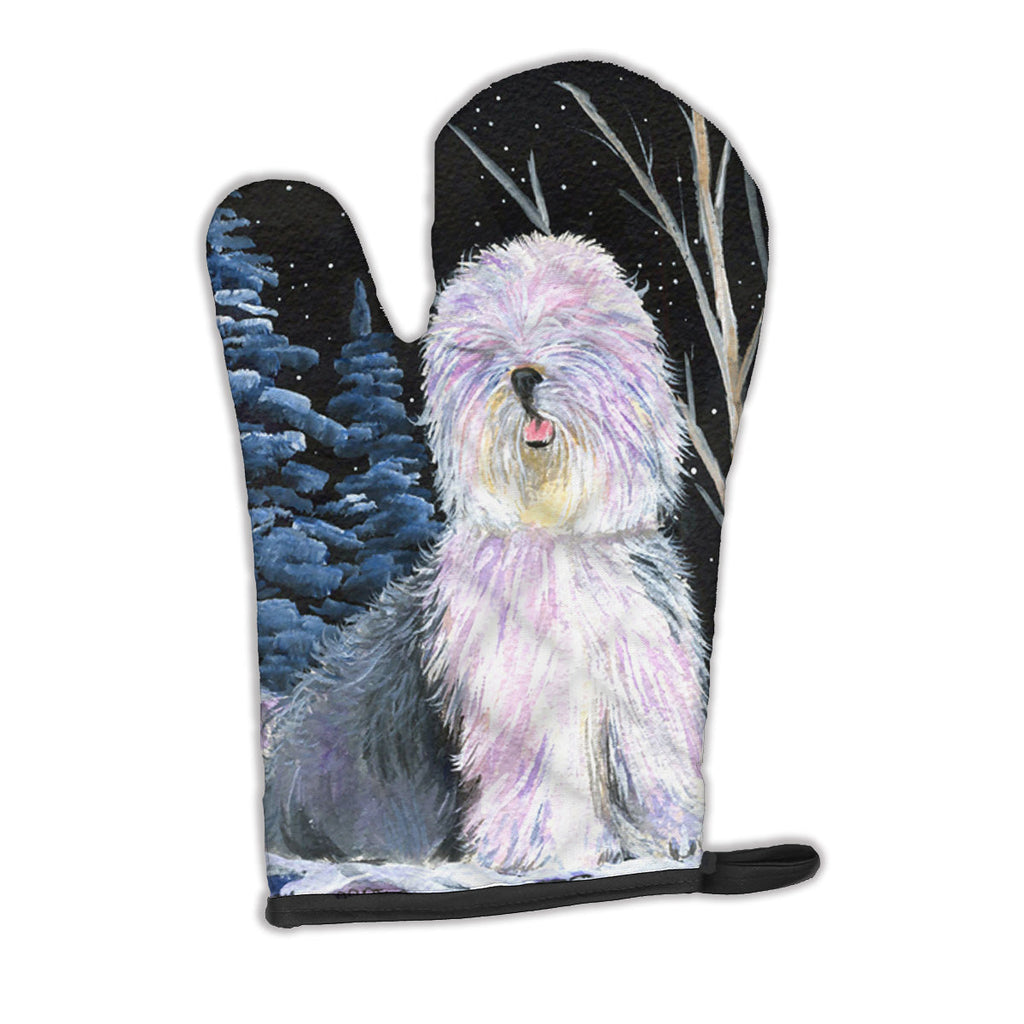 Starry Night Old English Sheepdog Oven Mitt Heat Resistant Thick Oven Mitt for Hot Pans and Oven, Kitchen Mitt Protect Hands, Cooking Baking Glove