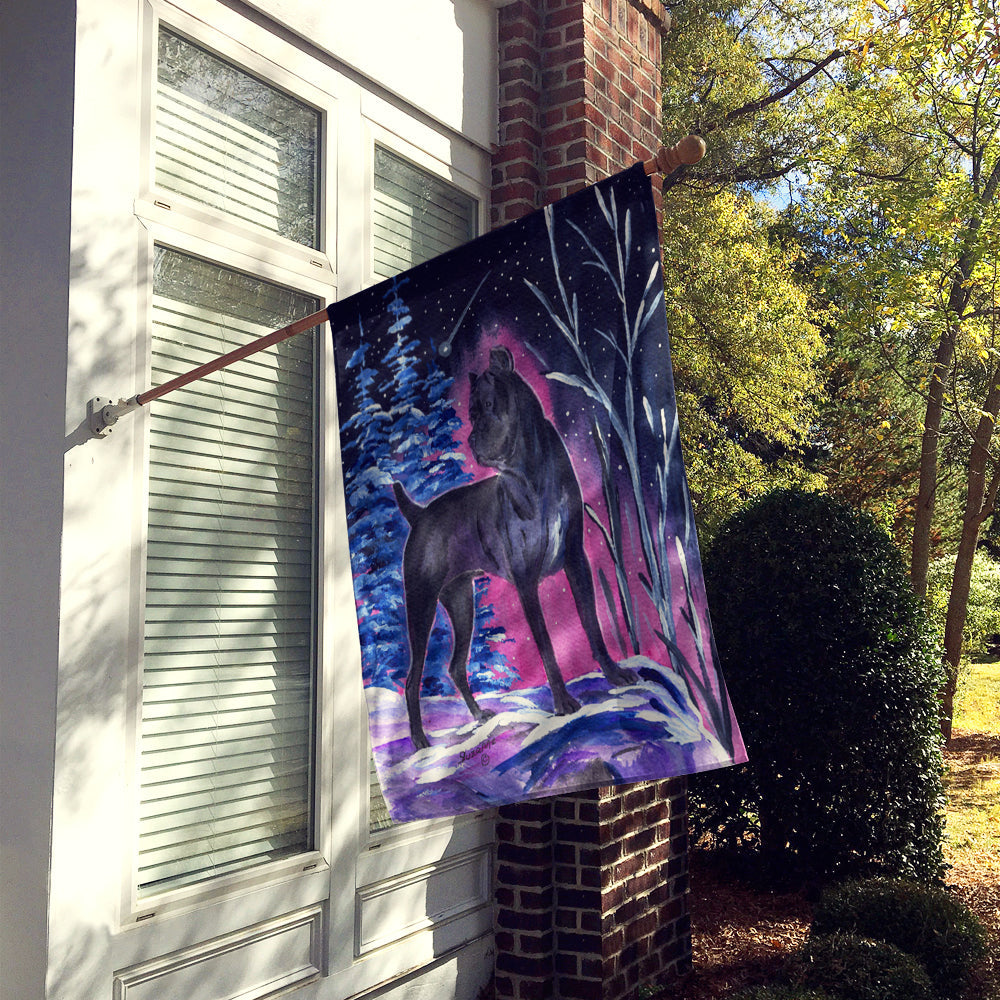 Starry Night Cane Corso House Flag 28x40 Porch Sleeve Pole Decorative Outside Yard Banner Artwork Wall Hanging, Polyester
