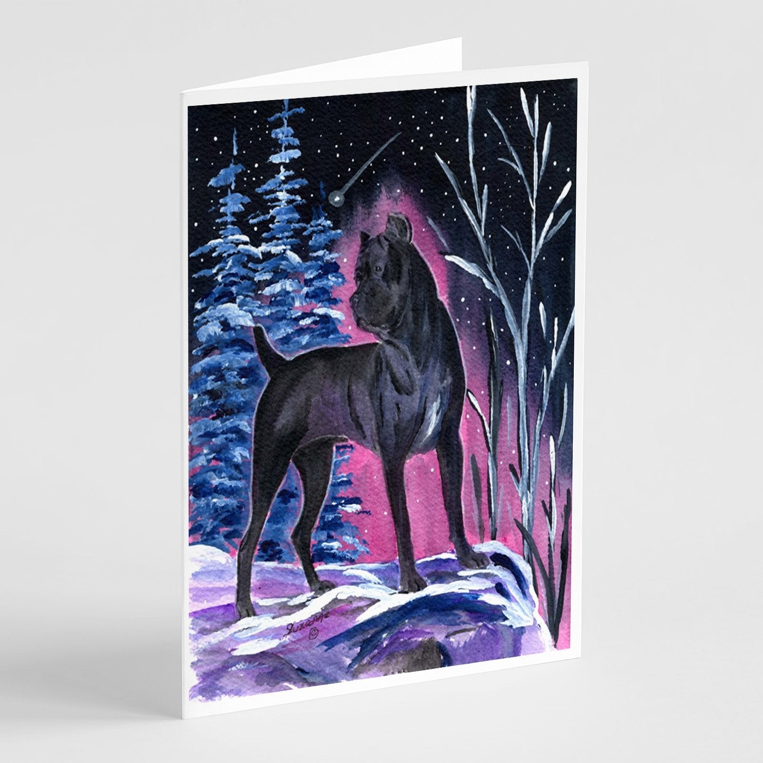 Starry Night Cane Corso Greeting Cards Pack of 8 Blank Cards with Envelopes Whimsical A7 Size 5x7