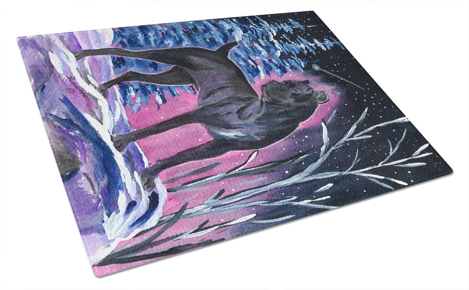 Starry Night Cane Corso Cutting Board Tempered Glass Kitchen Cutting Surface, Heat Resistant Chopping, Non-Slip Feet, Food Prep & Serving