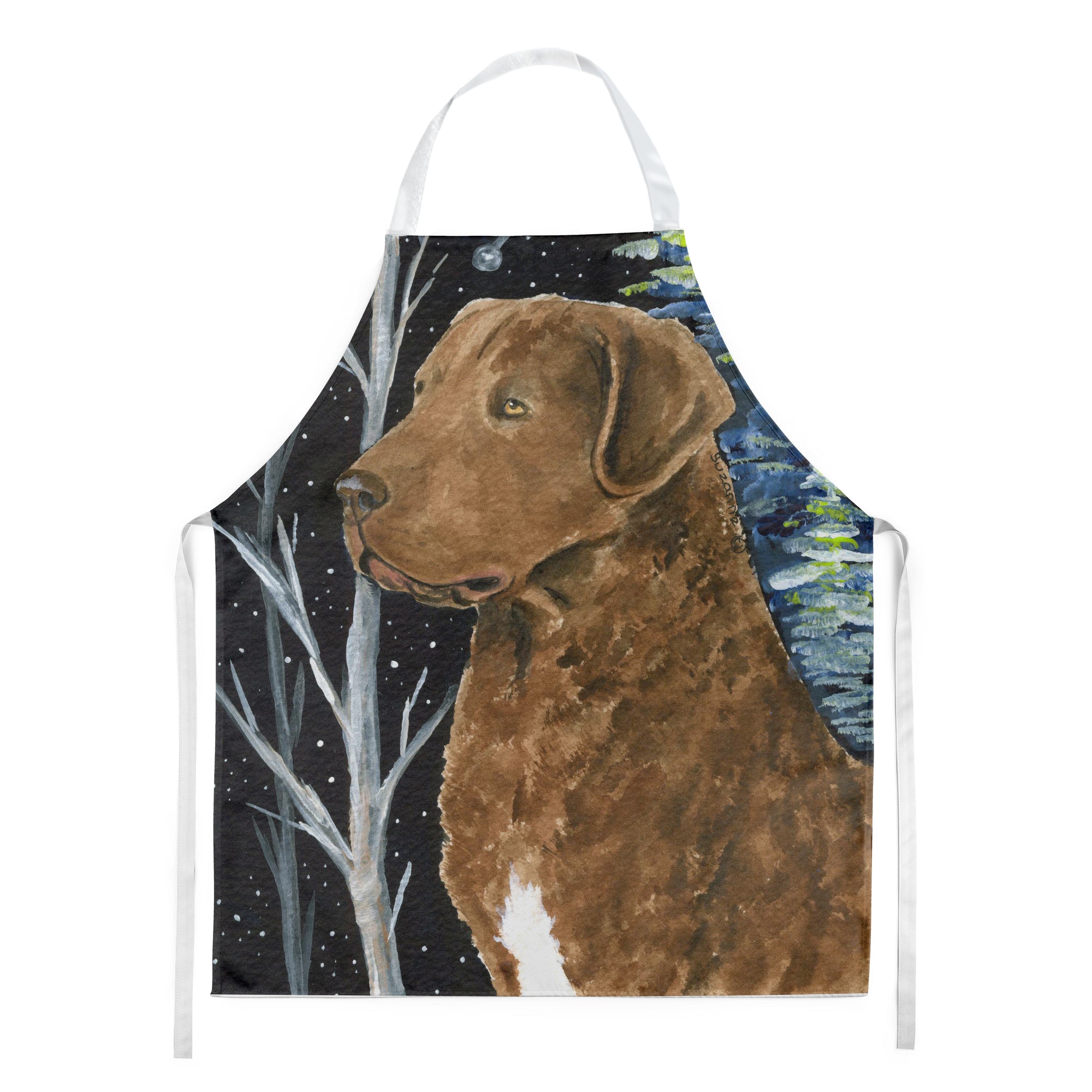 Starry Night Chesapeake Bay Retriever Apron Cooking Kitchen Server Baking Crafts Gardening for Adult Women Men, Unisex, Large, Multicolor