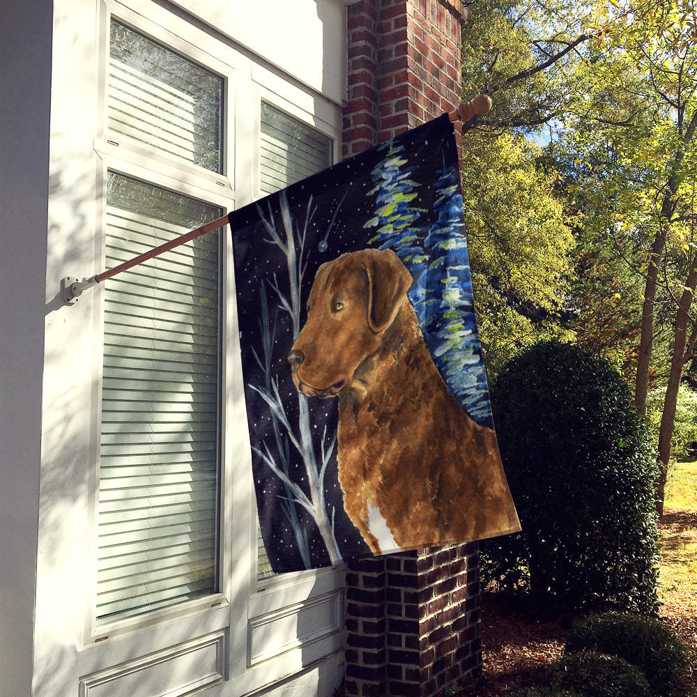 Starry Night Chesapeake Bay Retriever House Flag 28x40 Porch Sleeve Pole Decorative Outside Yard Banner Artwork Wall Hanging, Polyester