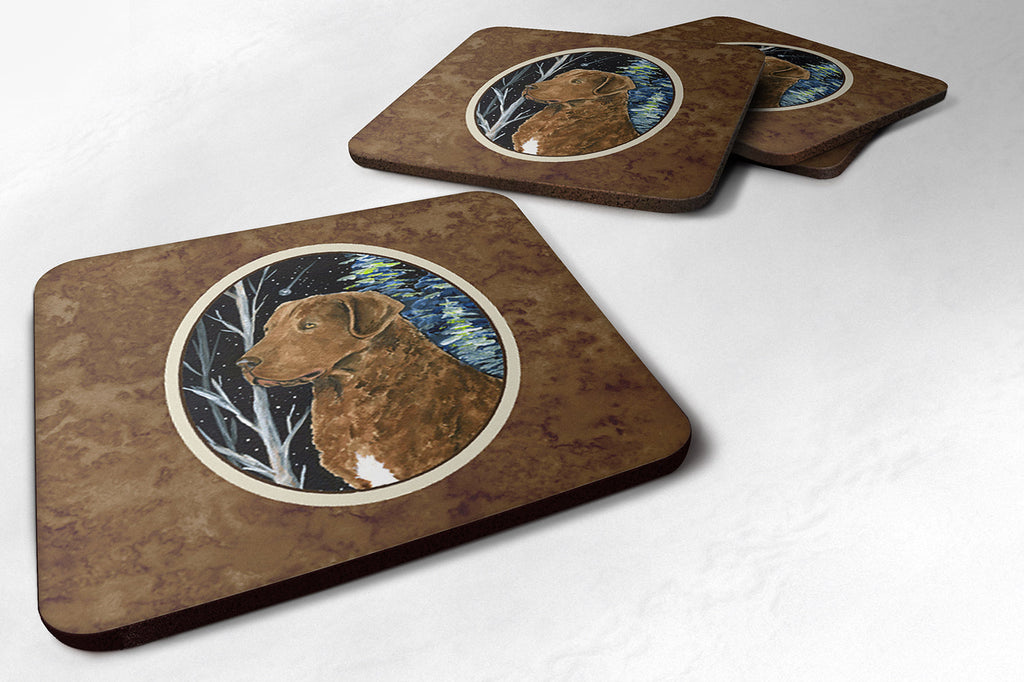 Starry Night Chesapeake Bay Retriever Foam Coasters Set of 4 Cup Coasters for Indoor Outdoor, Tabletop Protection, Anti Slip, Mouse pad Material