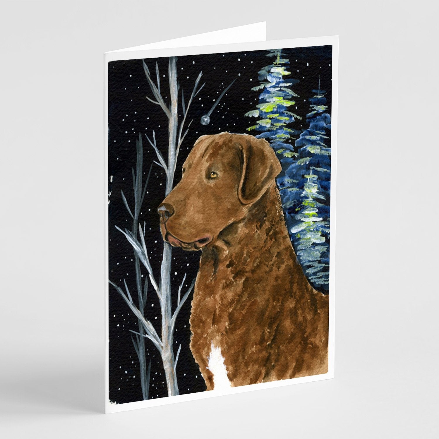 Starry Night Chesapeake Bay Retriever Greeting Cards Pack of 8 Blank Cards with Envelopes Whimsical A7 Size 5x7