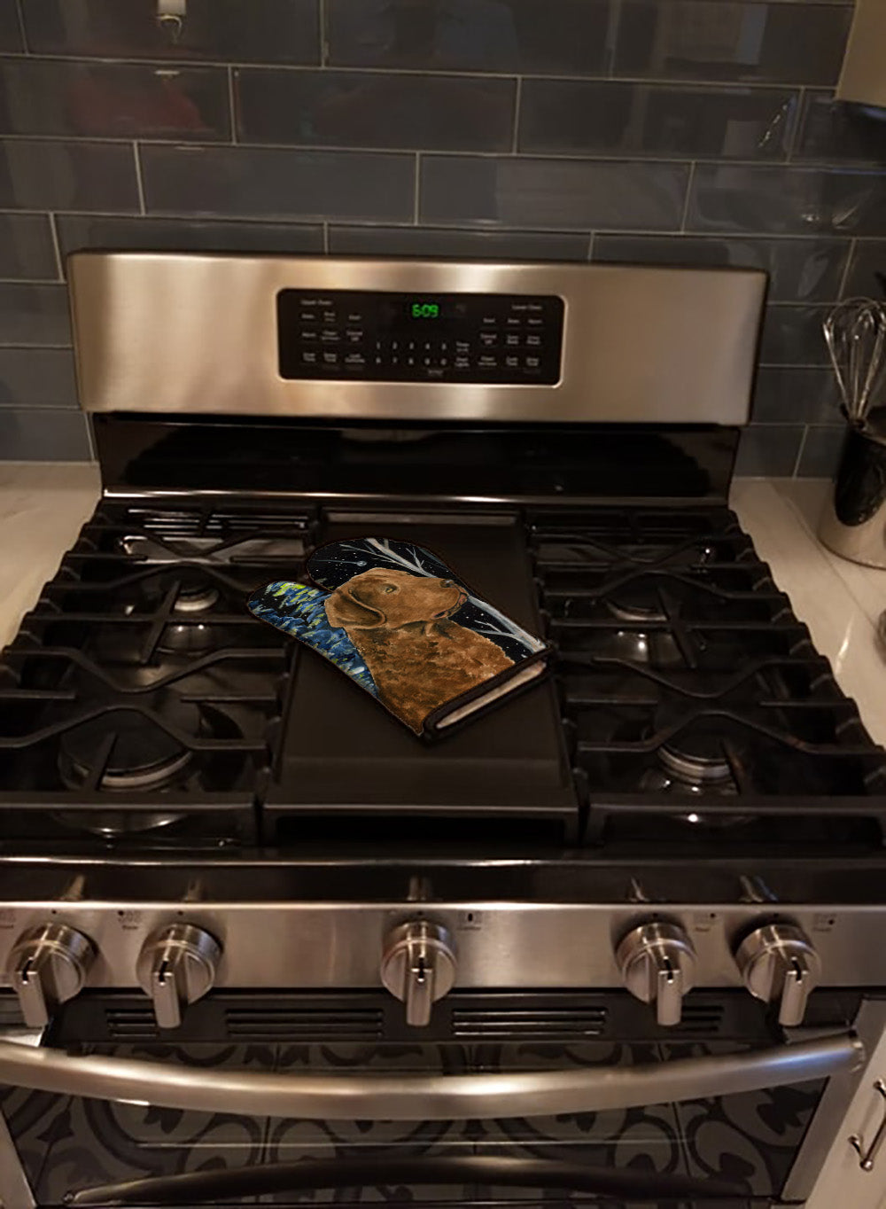 Starry Night Chesapeake Bay Retriever Oven Mitt Heat Resistant Thick Oven Mitt for Hot Pans and Oven, Kitchen Mitt Protect Hands, Cooking Baking Glove