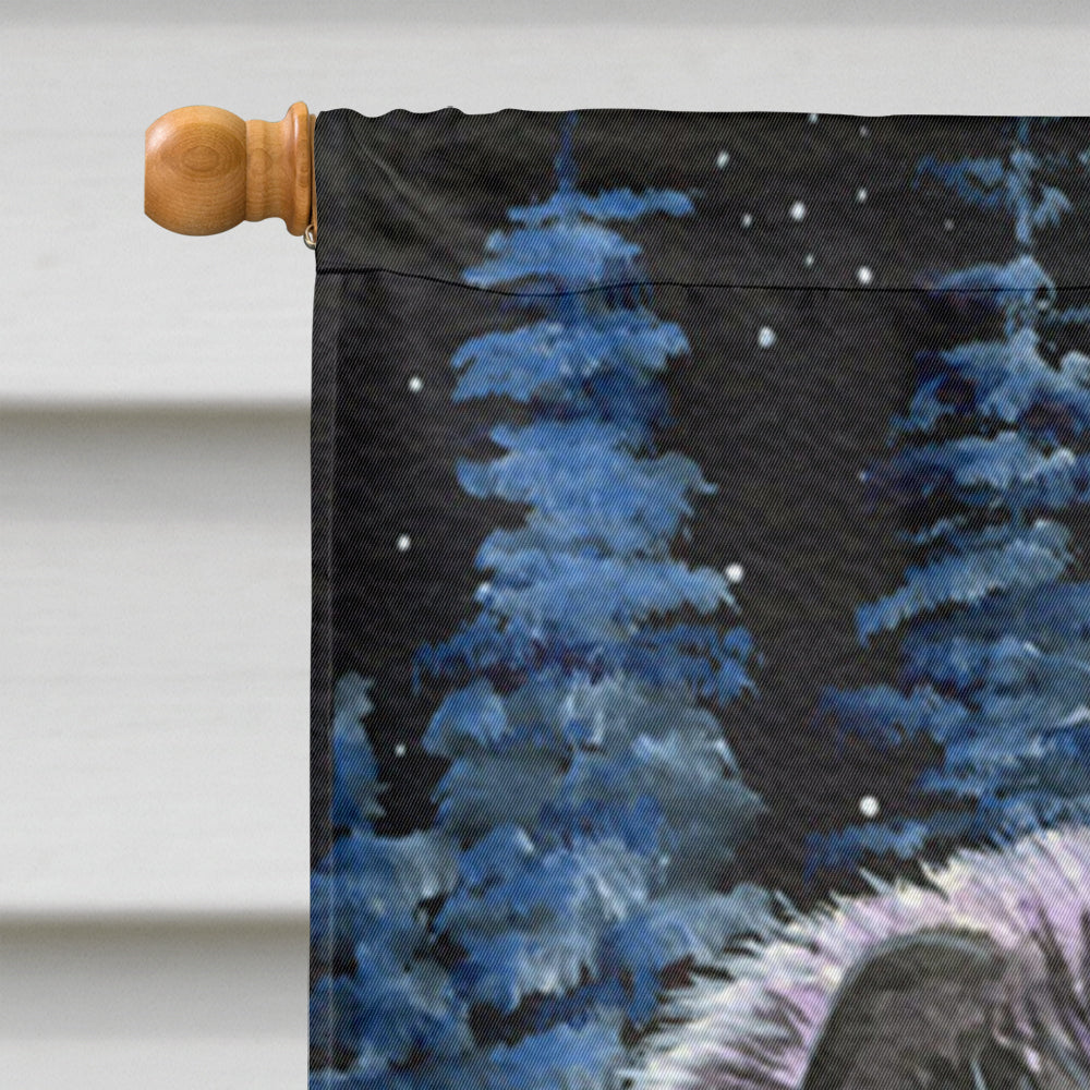 Starry Night Keeshond House Flag 28x40 Porch Sleeve Pole Decorative Outside Yard Banner Artwork Wall Hanging, Polyester