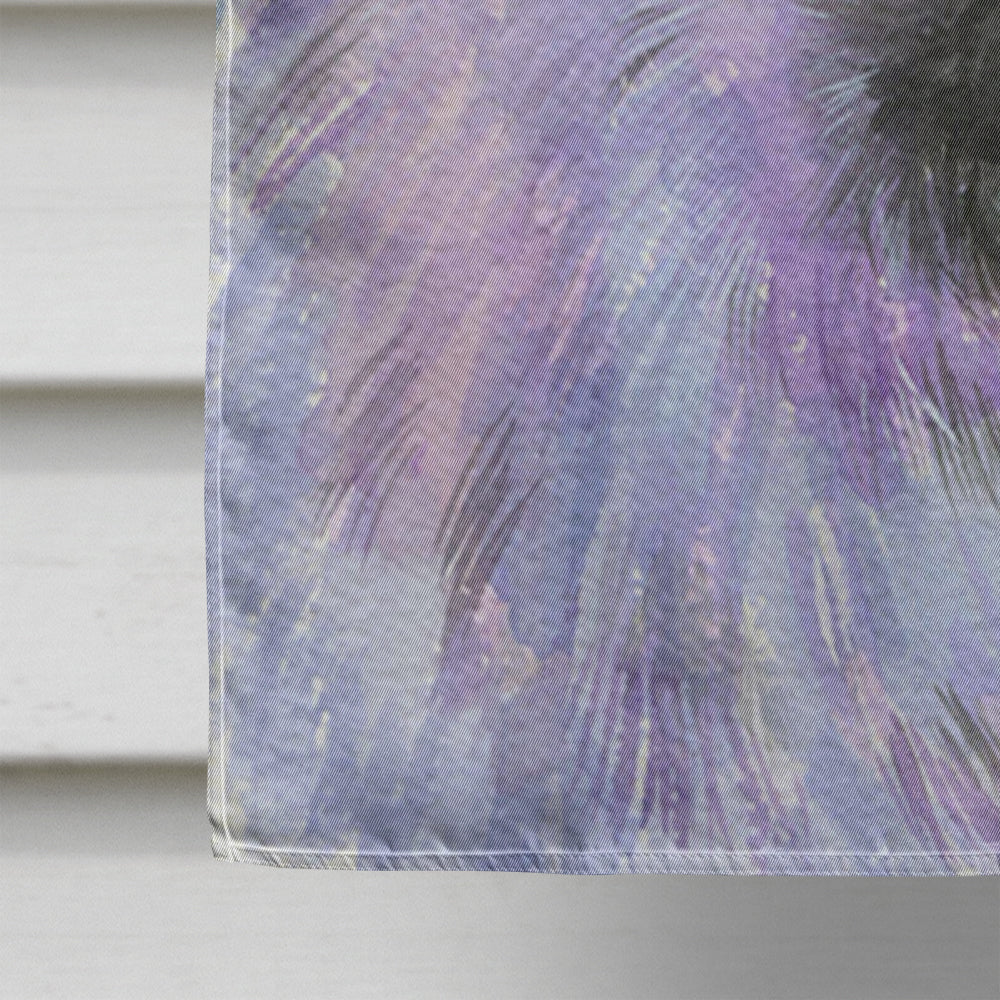 Starry Night Keeshond House Flag 28x40 Porch Sleeve Pole Decorative Outside Yard Banner Artwork Wall Hanging, Polyester