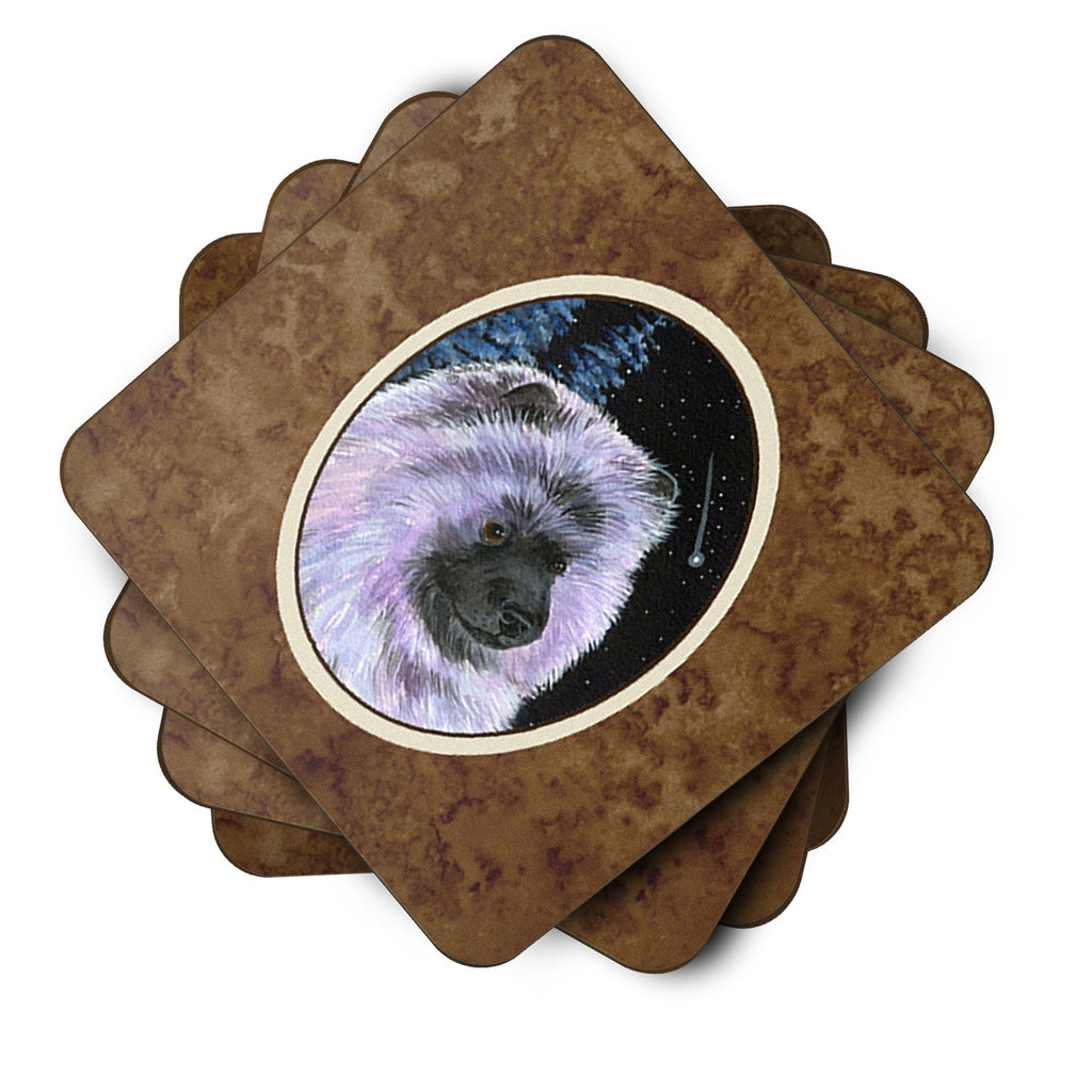 Starry Night Keeshond Foam Coasters Set of 4 Cup Coasters for Indoor Outdoor, Tabletop Protection, Anti Slip, Mouse pad Material