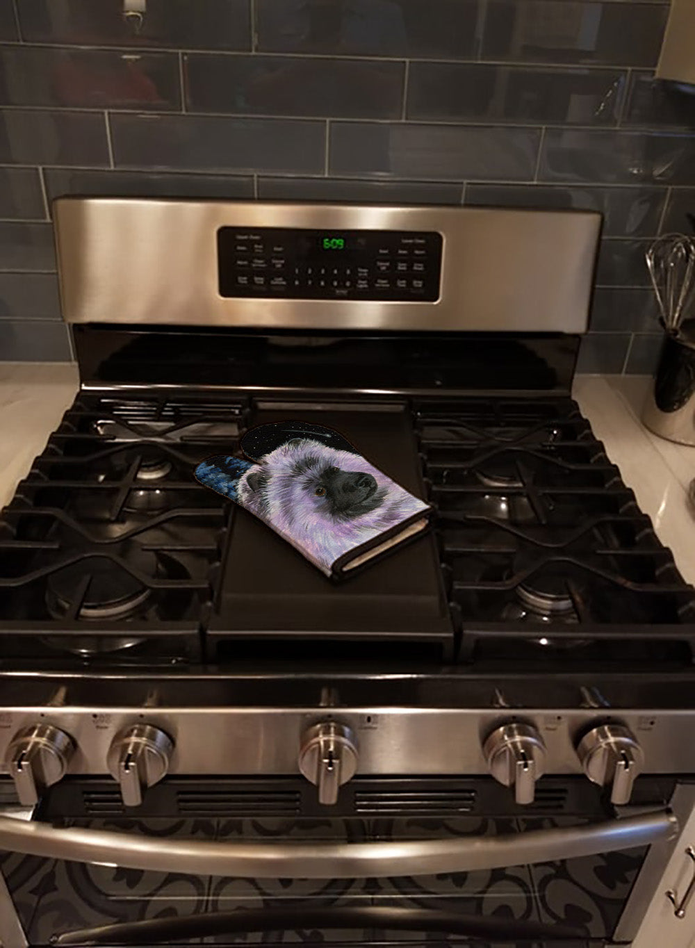 Starry Night Keeshond Oven Mitt Heat Resistant Thick Oven Mitt for Hot Pans and Oven, Kitchen Mitt Protect Hands, Cooking Baking Glove