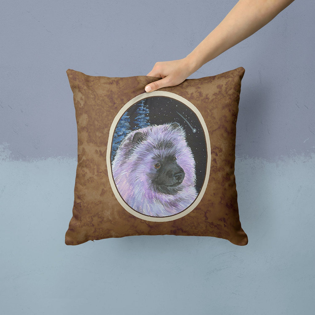 Starry Night Keeshond Decorative Throw Pillow 14x14 Indoor Outdoor Accent Cushion, Fabric Cover with Insert for Sofa, Bed, Porch & Living Room