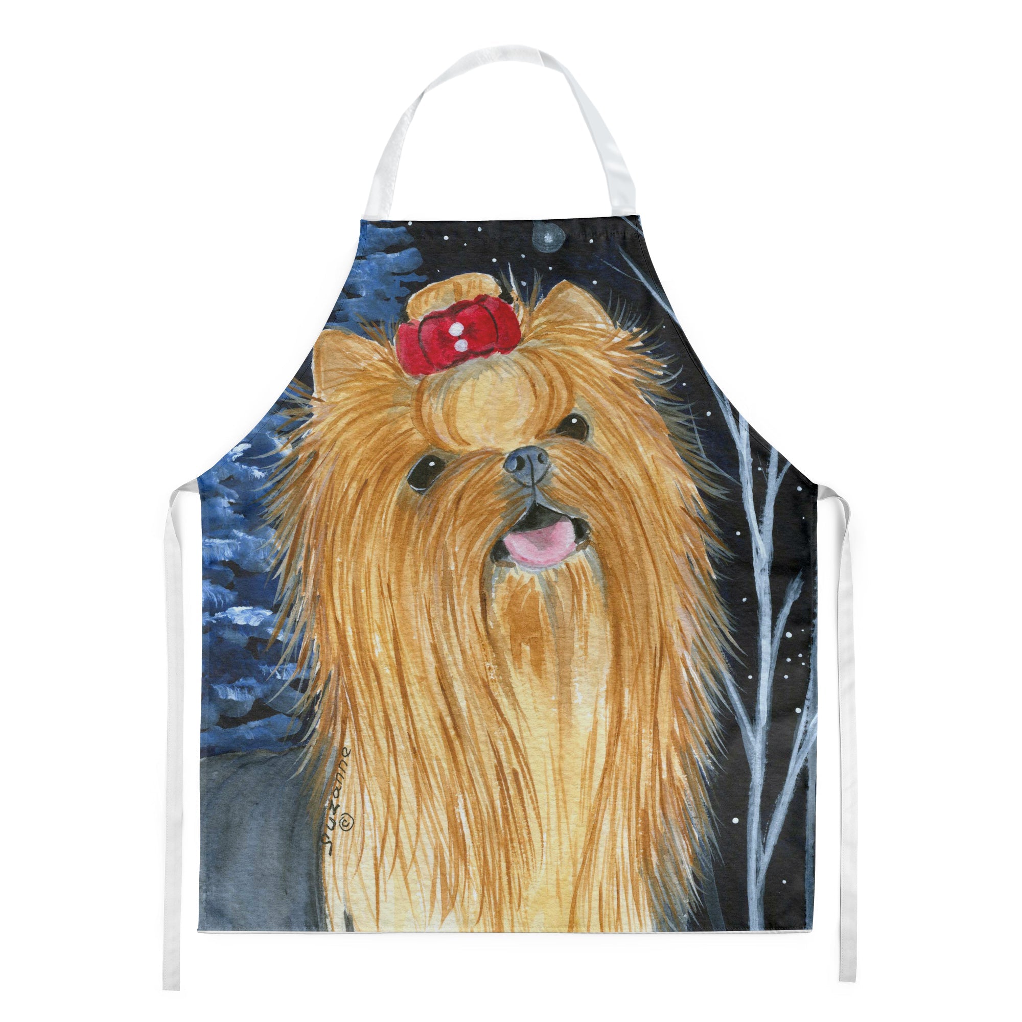 Starry Night Yorkie Apron Cooking Kitchen Server Baking Crafts Gardening for Adult Women Men, Unisex, Large, Multicolor