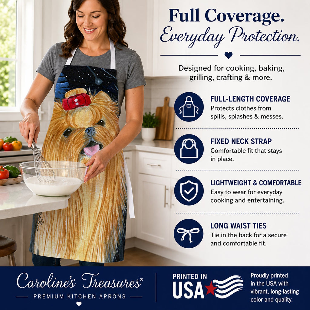 Starry Night Yorkie Apron Cooking Kitchen Server Baking Crafts Gardening for Adult Women Men, Unisex, Large, Multicolor