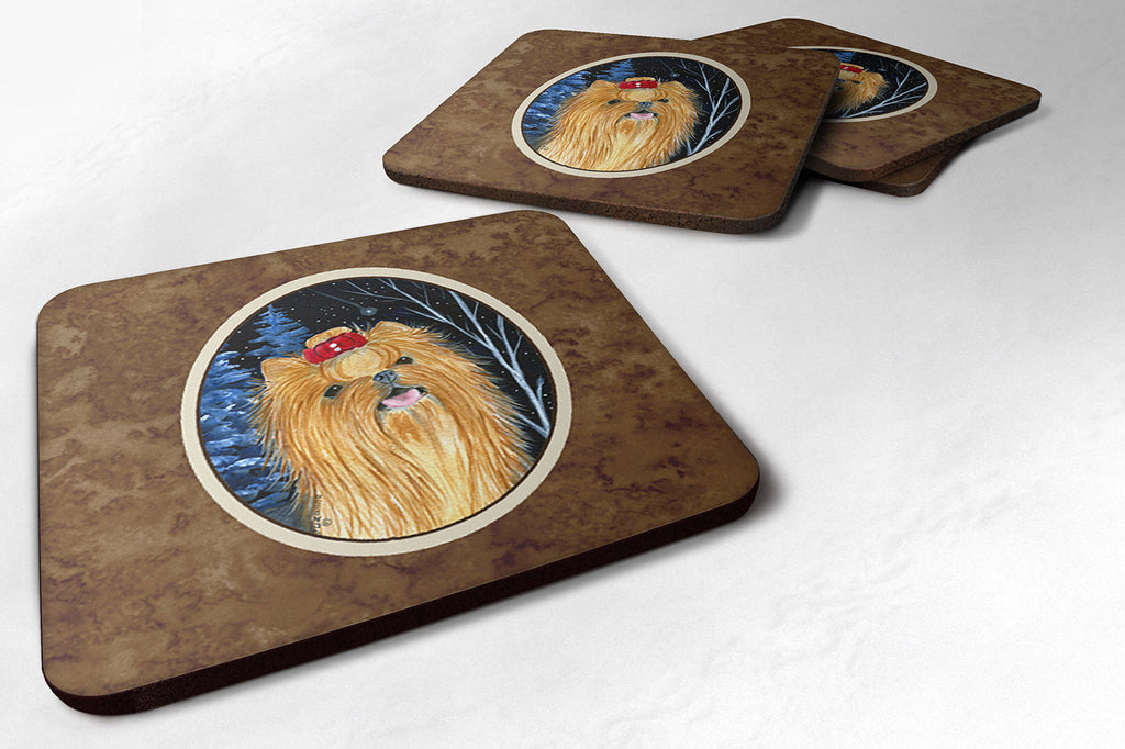 Starry Night Yorkie Foam Coasters Set of 4 Cup Coasters for Indoor Outdoor, Tabletop Protection, Anti Slip, Mouse pad Material