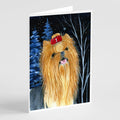Starry Night Yorkie Greeting Cards Pack of 8 Blank Cards with Envelopes Whimsical A7 Size 5x7