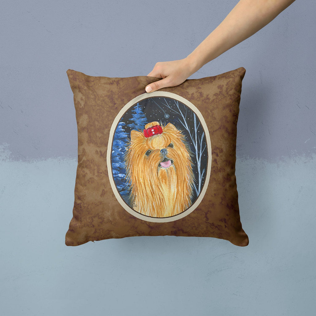 Starry Night Yorkie Decorative Throw Pillow 14x14 Indoor Outdoor Accent Cushion, Fabric Cover with Insert for Sofa, Bed, Porch & Living Room