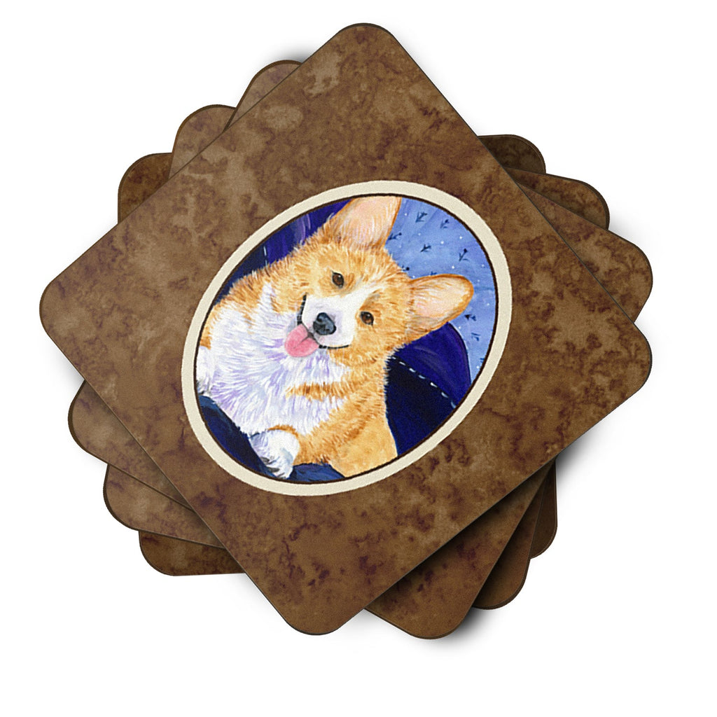 Corgi Foam Coasters Set of 4 Cup Coasters for Indoor Outdoor, Tabletop Protection, Anti Slip, Mouse pad Material