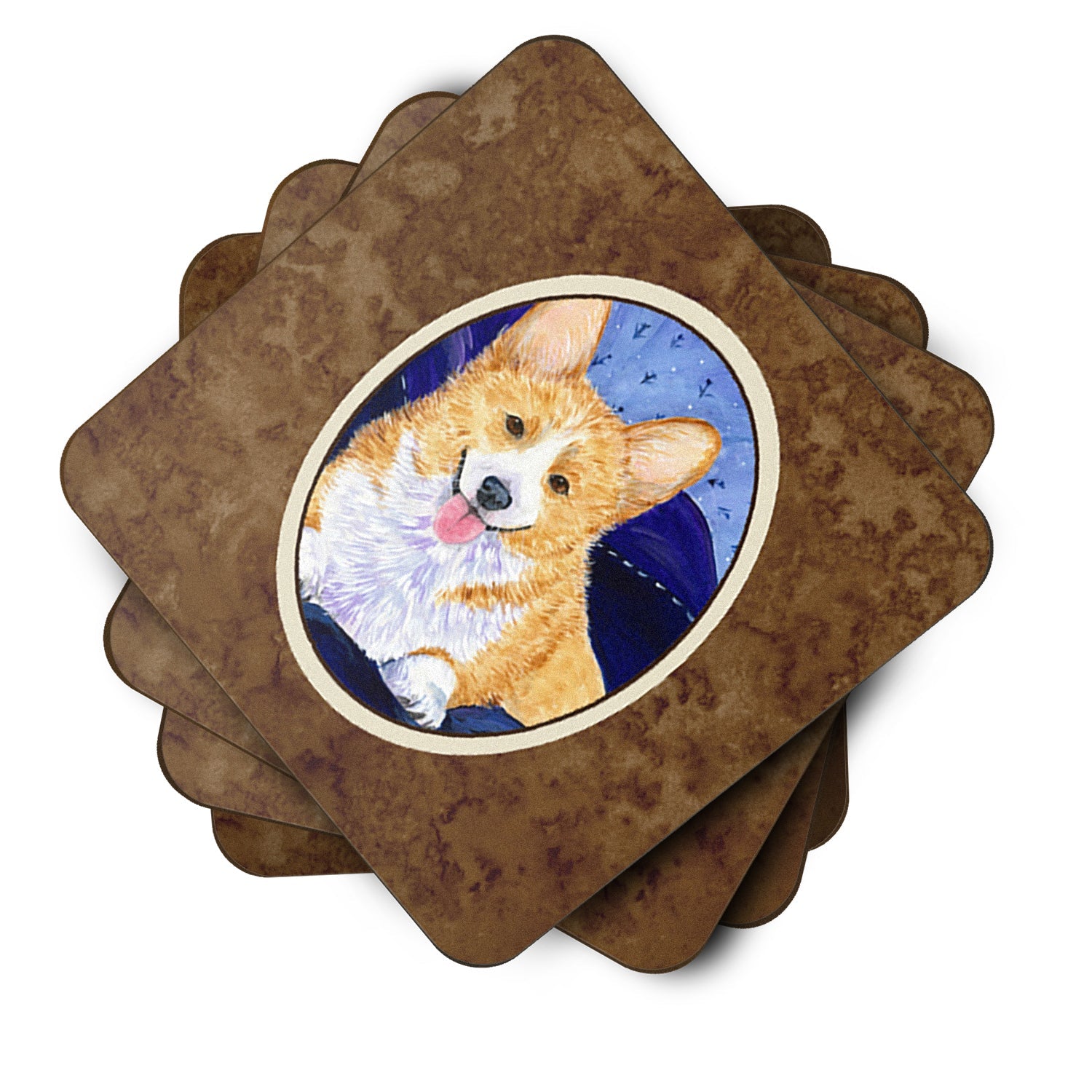 Corgi Foam Coasters Set of 4 Cup Coasters for Indoor Outdoor, Tabletop Protection, Anti Slip, Mouse pad Material