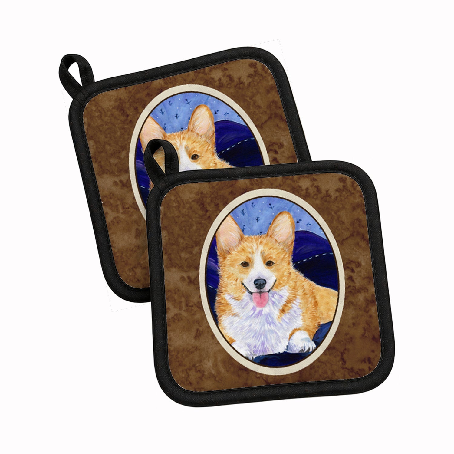Corgi Pot Holder Set of 2 Heat Resistant Quilted Hot Pads 7.5 x 7.5 Inch, Insulated Kitchen Trivets for Cooking & Baking