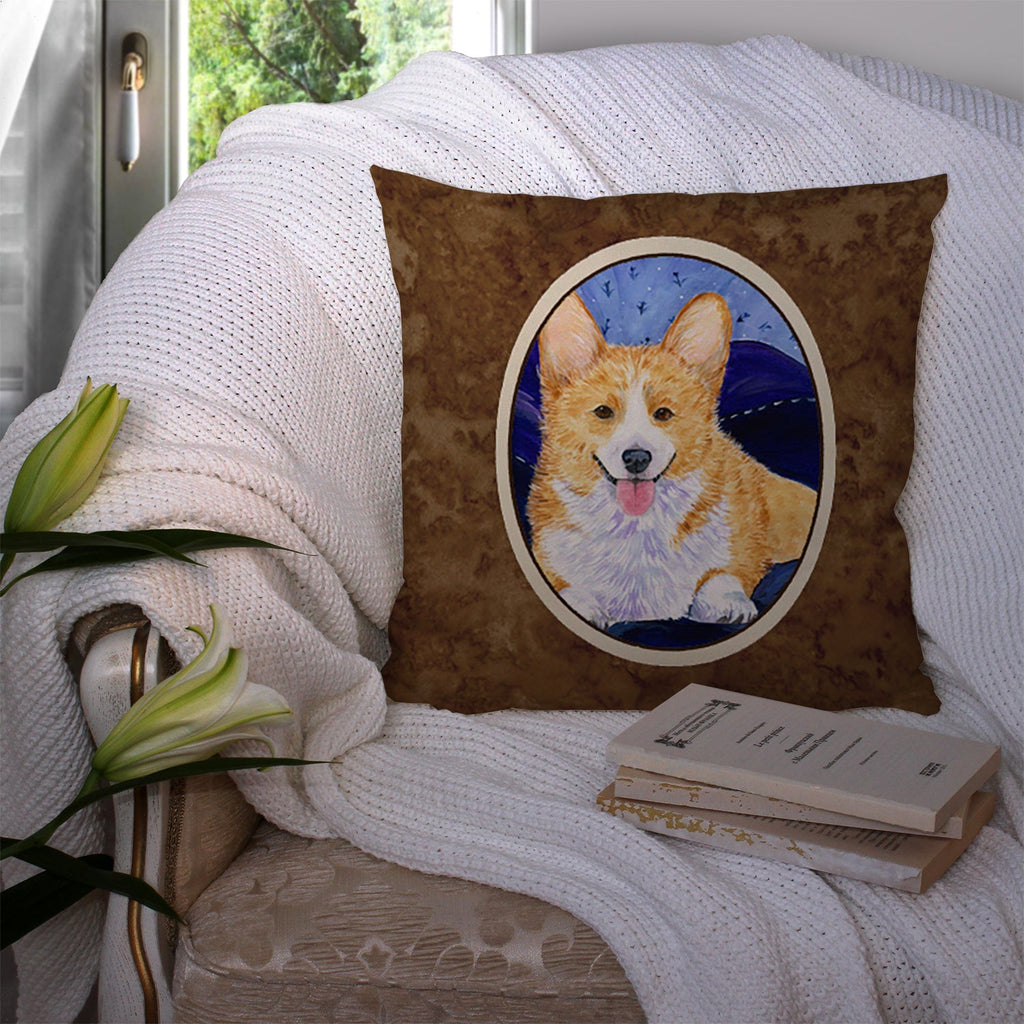 Corgi Decorative Throw Pillow 14x14 Indoor Outdoor Accent Cushion, Fabric Cover with Insert for Sofa, Bed, Porch & Living Room