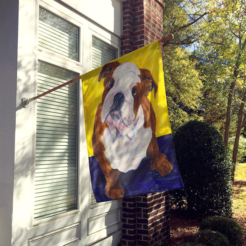 English Bulldog House Flag 28x40 Porch Sleeve Pole Decorative Outside Yard Banner Artwork Wall Hanging, Polyester