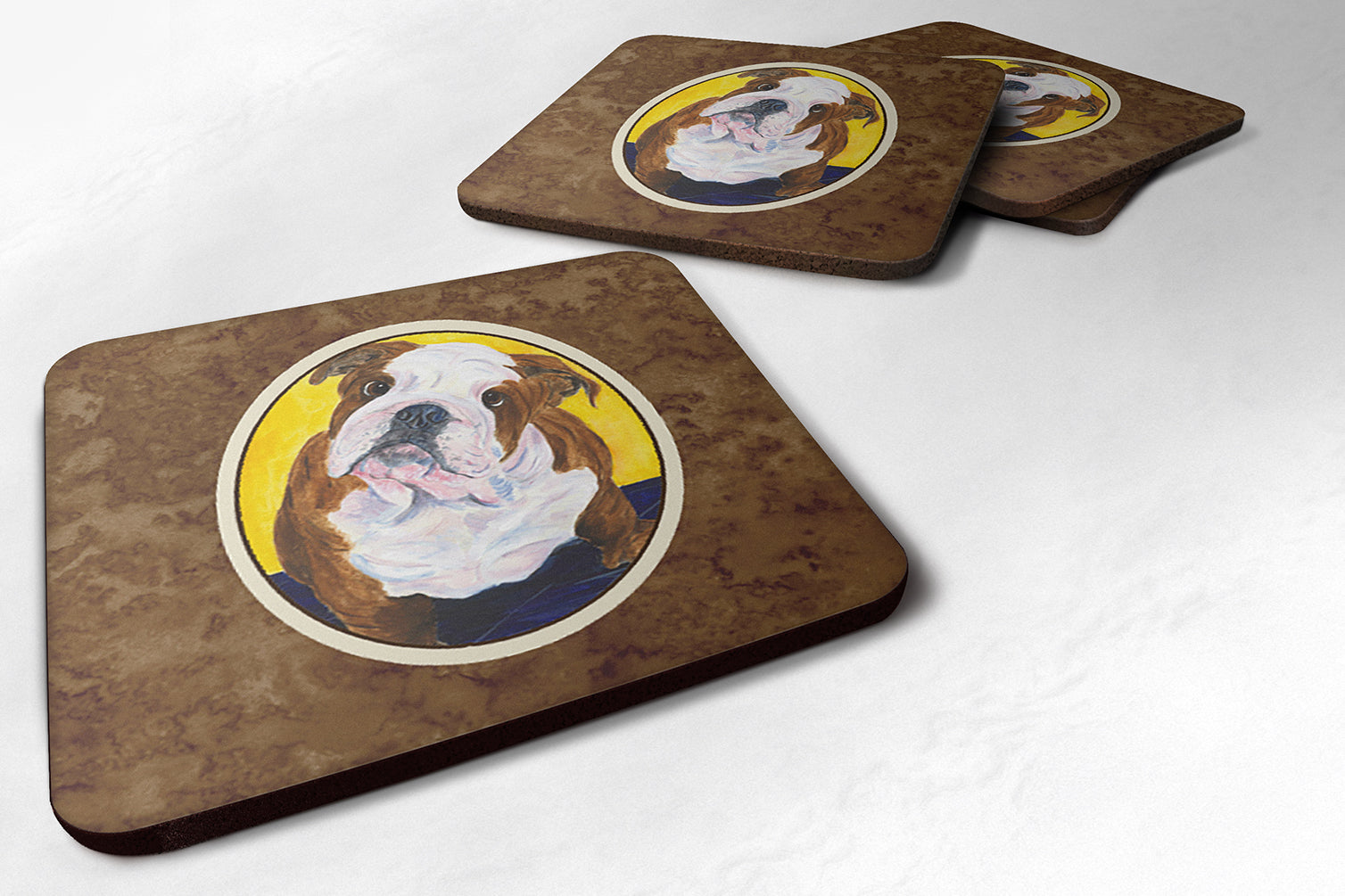 English Bulldog Foam Coasters Set of 4 Cup Coasters for Indoor Outdoor, Tabletop Protection, Anti Slip, Mouse pad Material