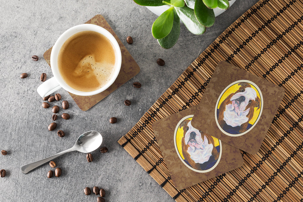 English Bulldog Foam Coasters Set of 4 Cup Coasters for Indoor Outdoor, Tabletop Protection, Anti Slip, Mouse pad Material