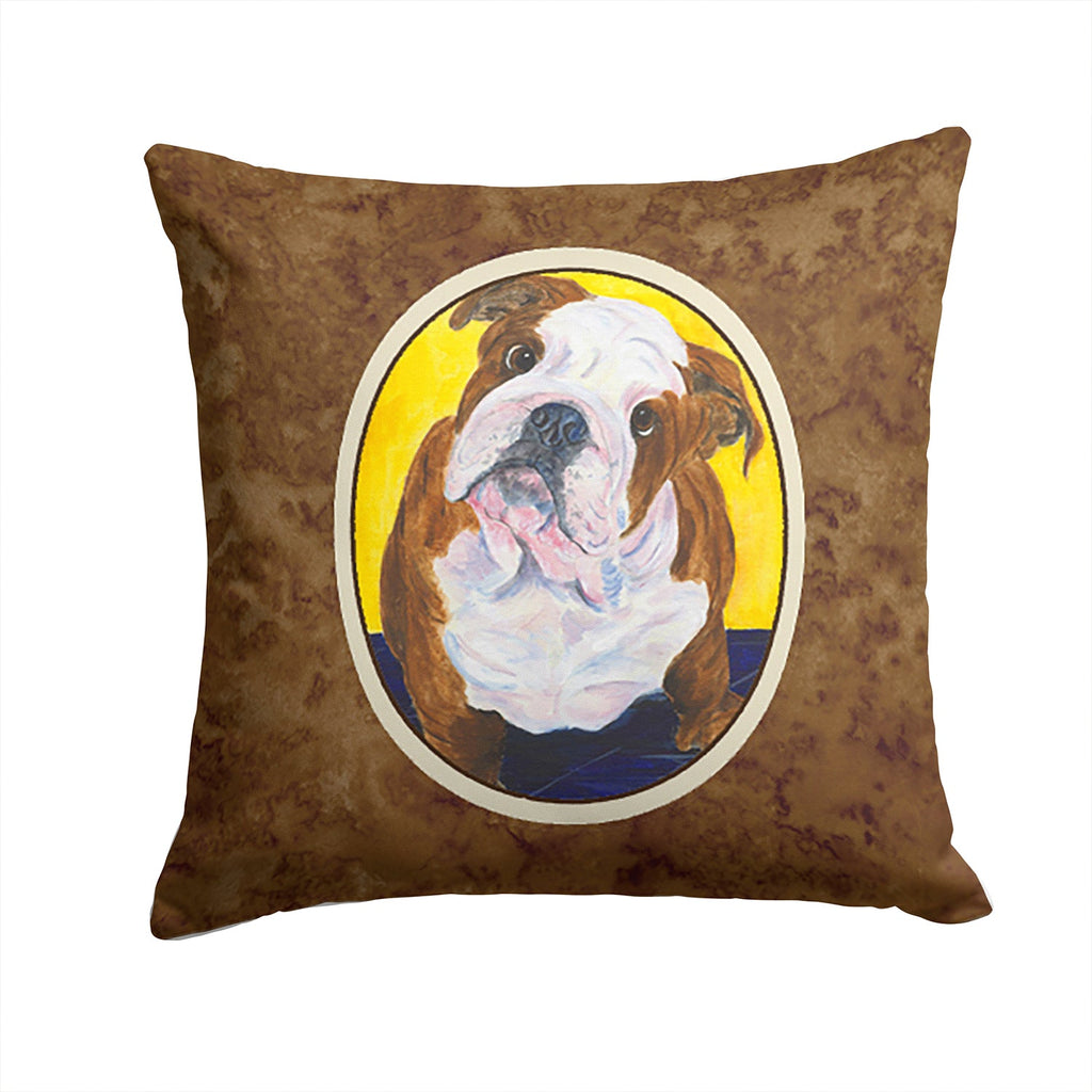 English Bulldog Decorative Throw Pillow 14x14 Indoor Outdoor Accent Cushion, Fabric Cover with Insert for Sofa, Bed, Porch & Living Room