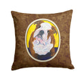 English Bulldog Decorative Throw Pillow 14x14 Indoor Outdoor Accent Cushion, Fabric Cover with Insert for Sofa, Bed, Porch & Living Room