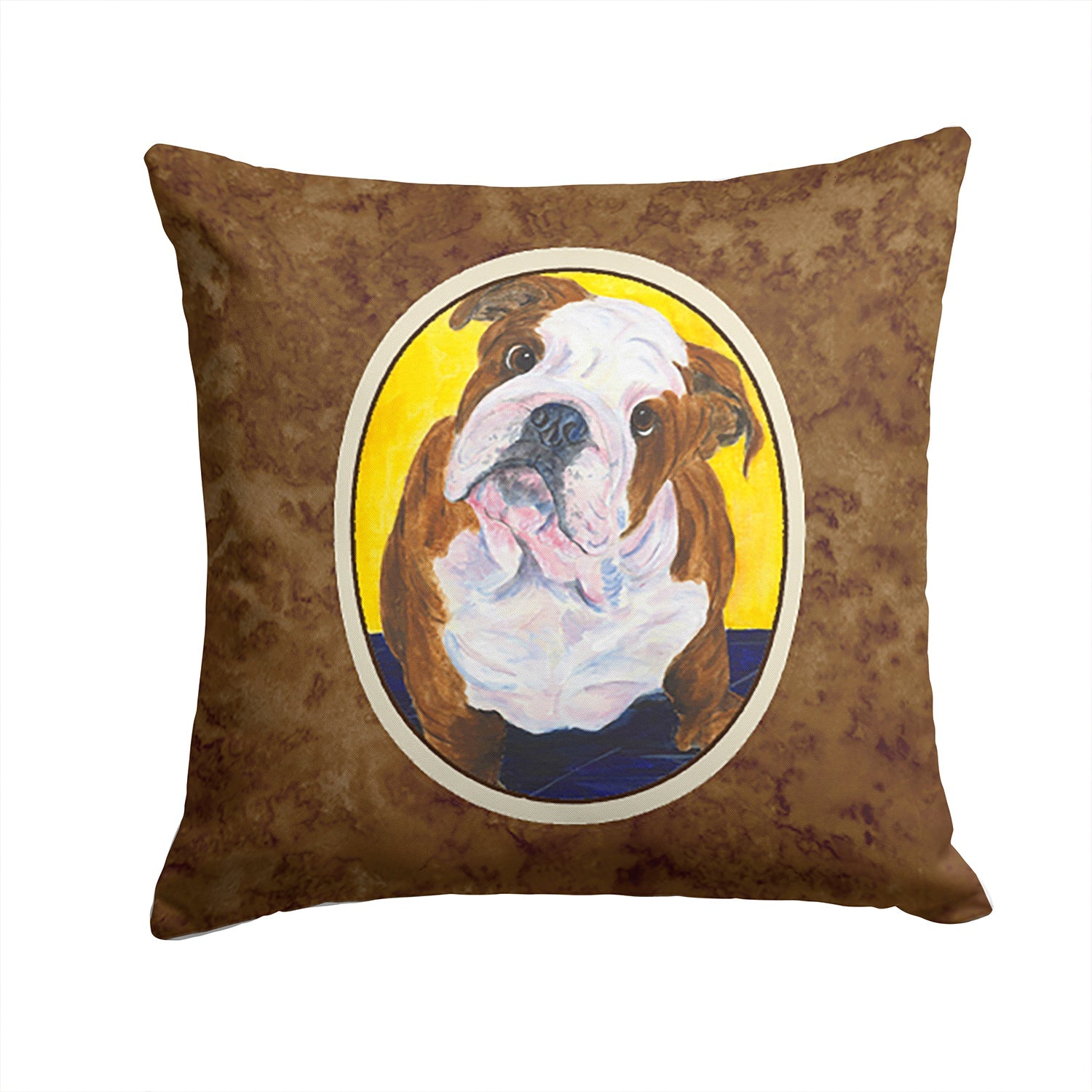 English Bulldog Decorative Throw Pillow 14x14 Indoor Outdoor Accent Cushion, Fabric Cover with Insert for Sofa, Bed, Porch & Living Room