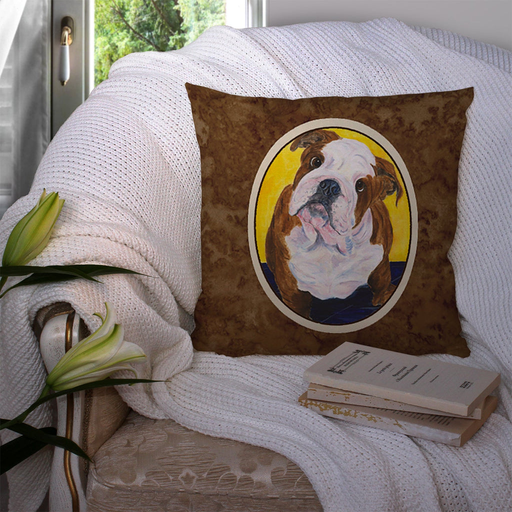 English Bulldog Decorative Throw Pillow 14x14 Indoor Outdoor Accent Cushion, Fabric Cover with Insert for Sofa, Bed, Porch & Living Room