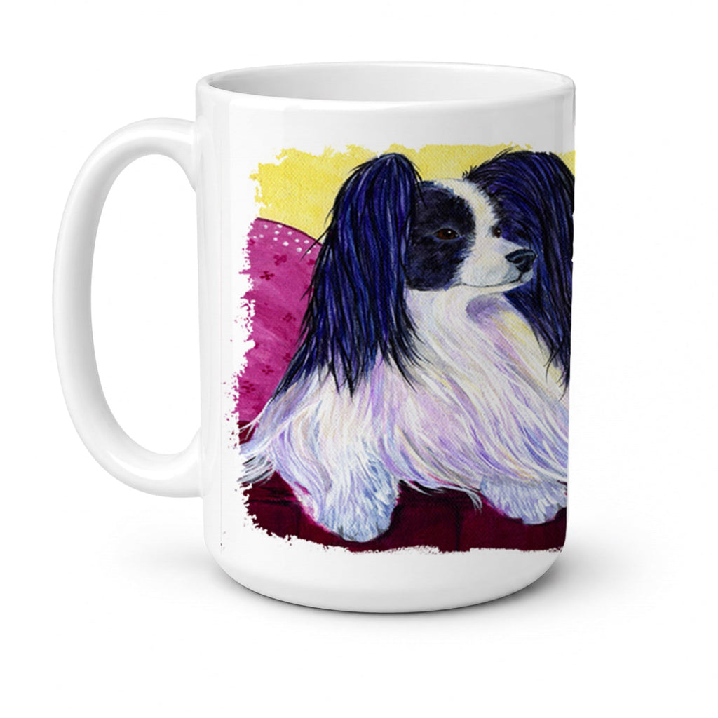 Papillon Ceramic Coffee Mug 15 oz Decorative Large C Handle Mug Cup for Tea, Cocoa Hot Chocolate