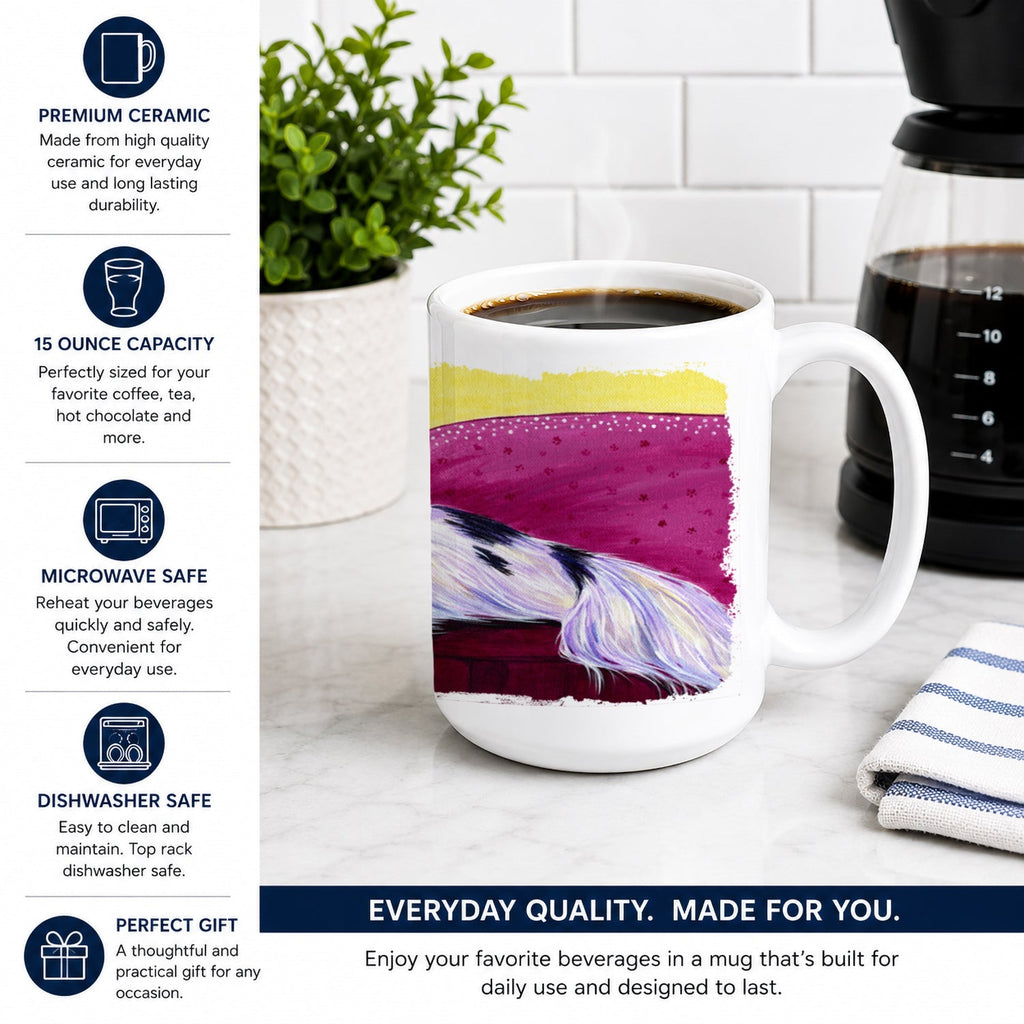 Papillon Ceramic Coffee Mug 15 oz Decorative Large C Handle Mug Cup for Tea, Cocoa Hot Chocolate