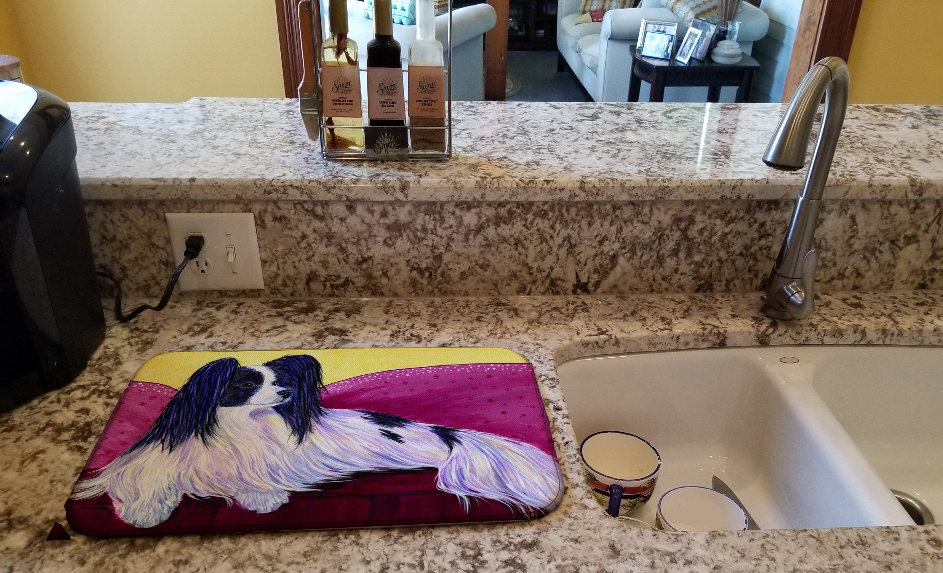 Papillon Dish Drying Mat Absorbent Dish Drying Mat Pad for Kitchen Counter Dish Drainer Mat for Countertop, 14 x 21", Multicolor