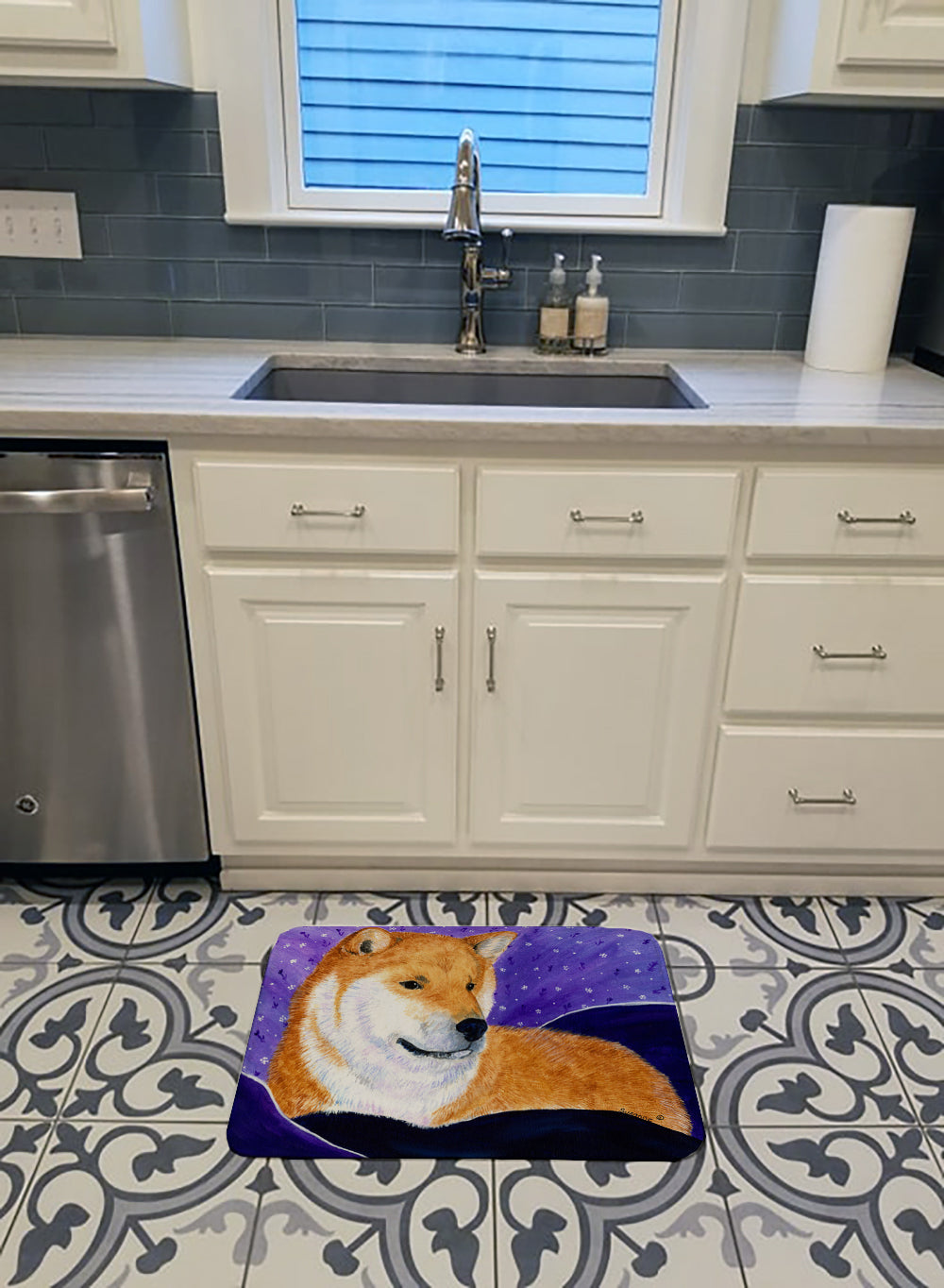 Shiba Inu Memory Foam Kitchen Mat Machine Washable Anti-Fatigue Cushion Comfort Bath or Kitchen Rug