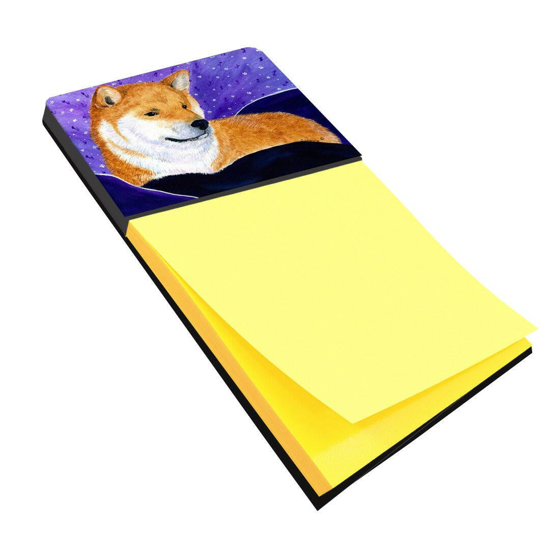 Shiba Inu Watercolor Sticky Note Holder Refillable Dispenser Desk Accessory 3x3 Pad Gift
