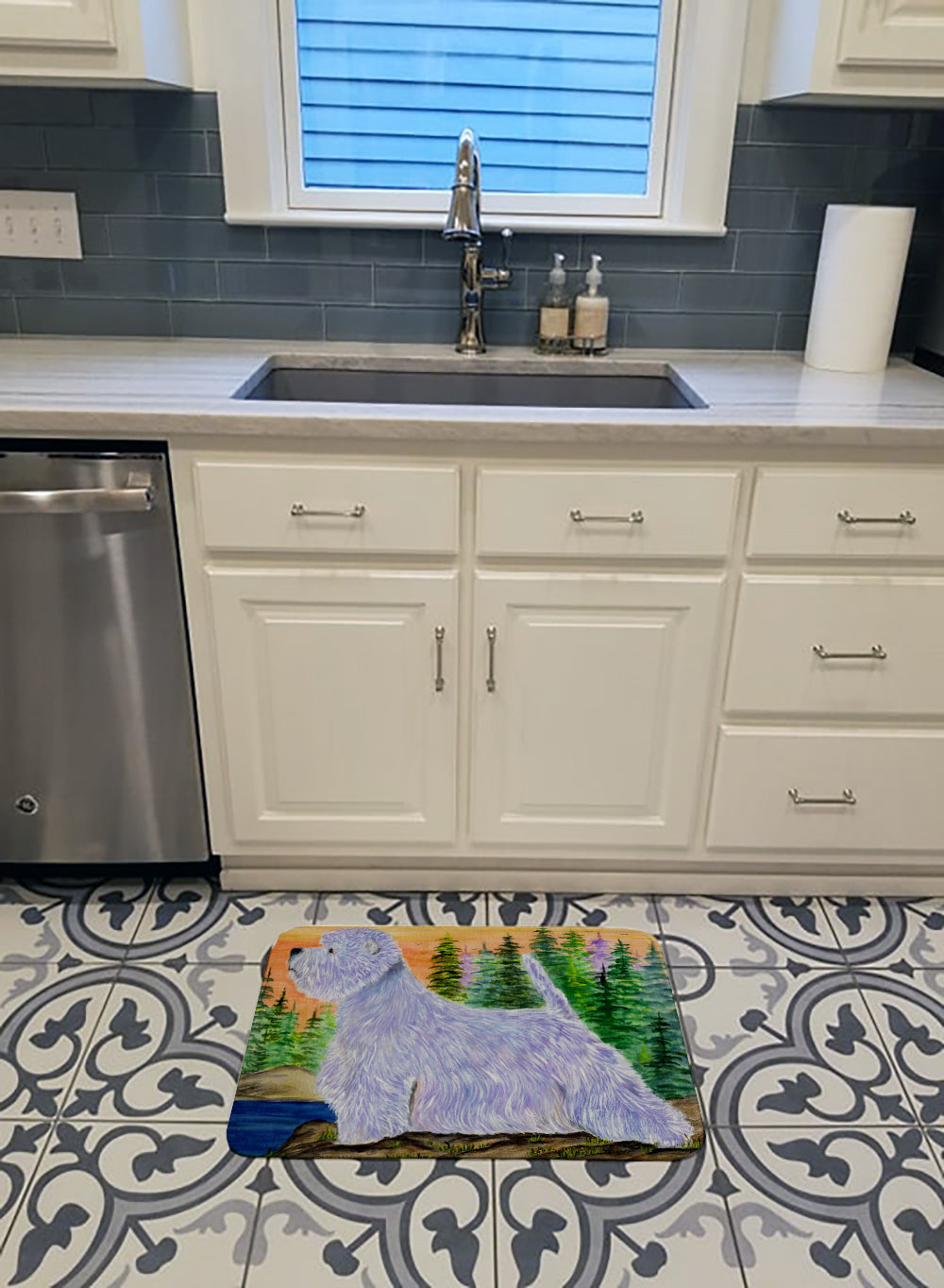 Westie Memory Foam Kitchen Mat Machine Washable Anti-Fatigue Cushion Comfort Bath or Kitchen Rug