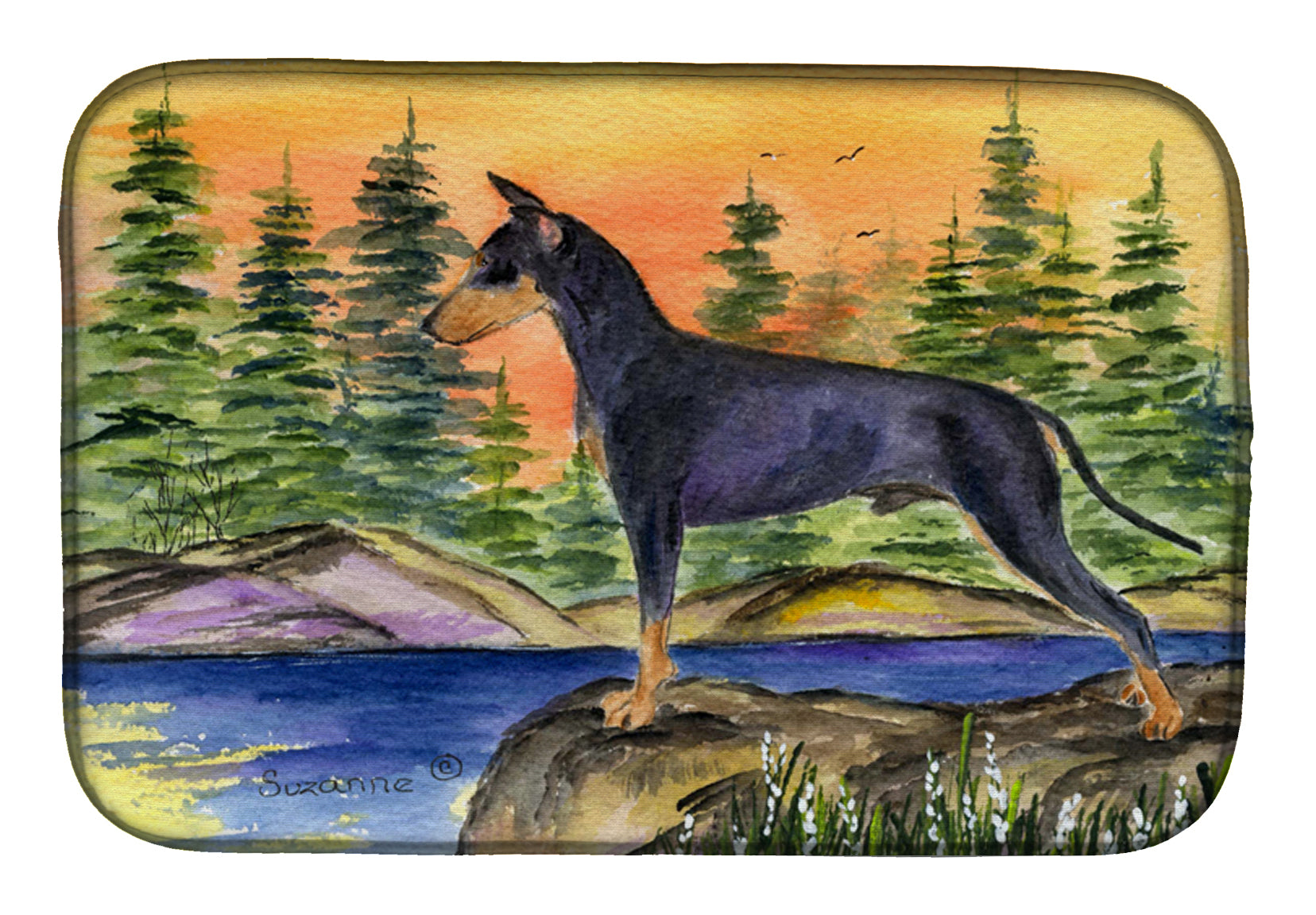 Manchester Terrier Dish Drying Mat Absorbent Dish Drying Mat Pad for Kitchen Counter Dish Drainer Mat for Countertop, 14 x 21", Multicolor