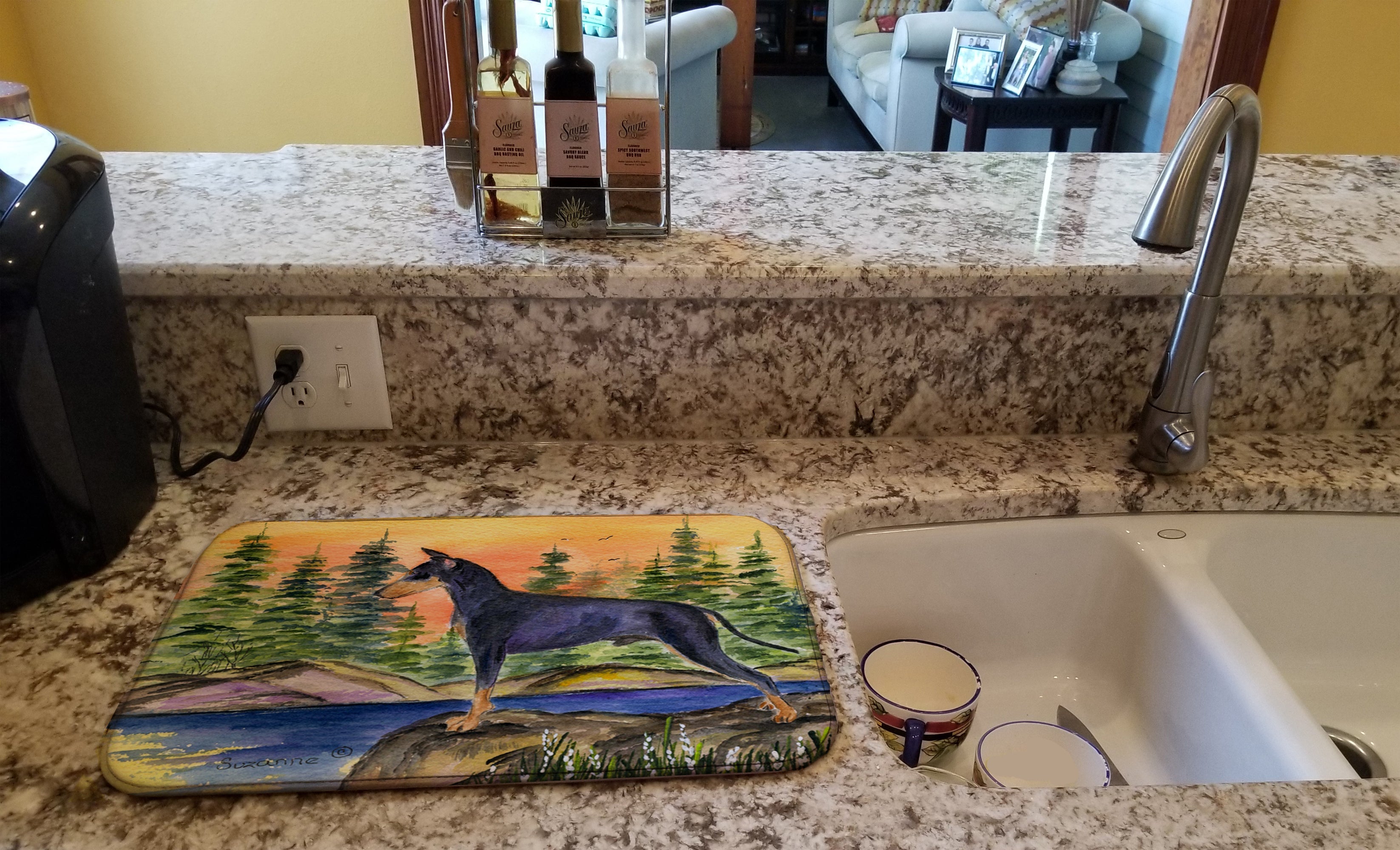 Manchester Terrier Dish Drying Mat Absorbent Dish Drying Mat Pad for Kitchen Counter Dish Drainer Mat for Countertop, 14 x 21", Multicolor