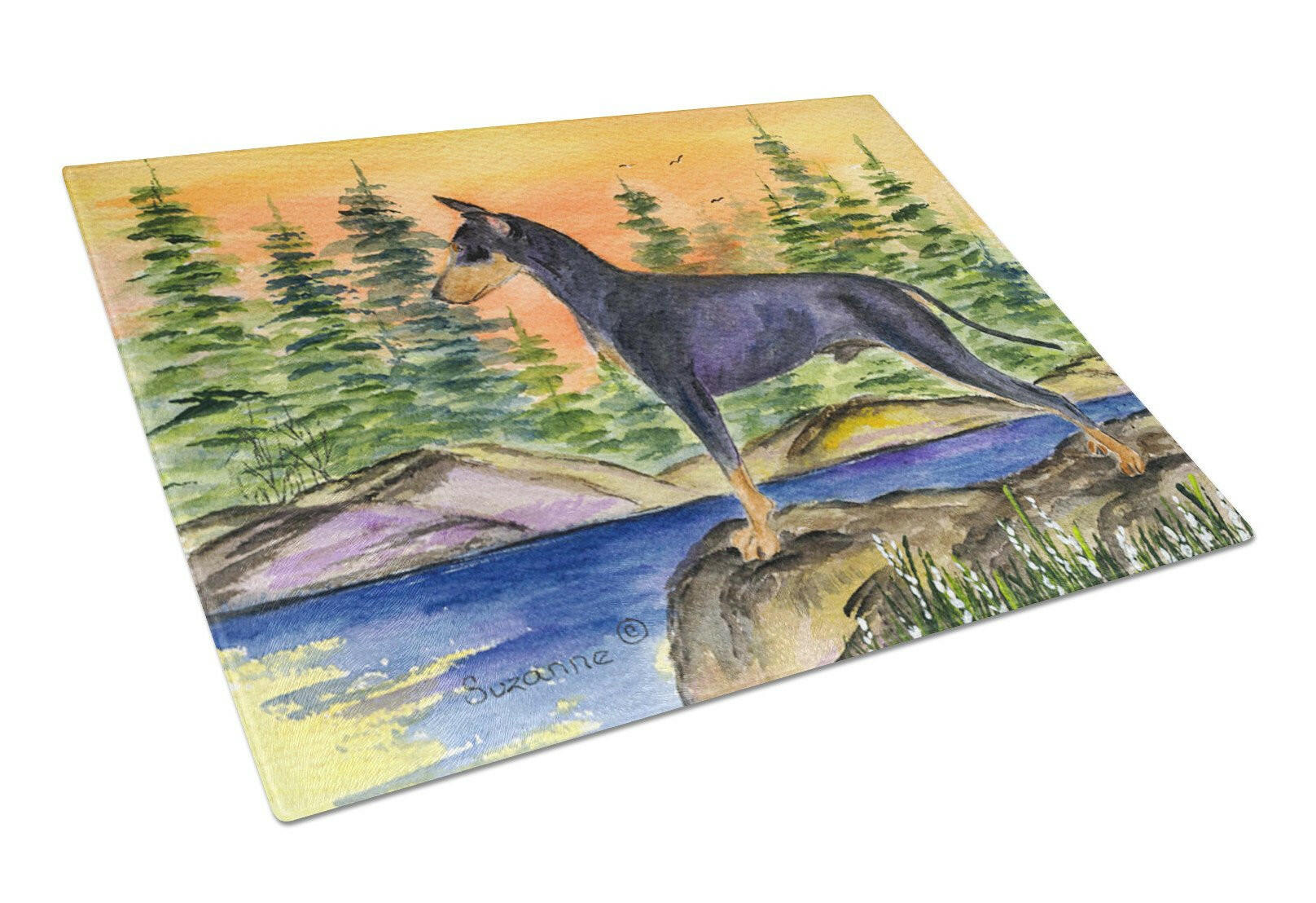 Manchester Terrier Cutting Board Tempered Glass Kitchen Cutting Surface, Heat Resistant Chopping, Non-Slip Feet, Food Prep & Serving