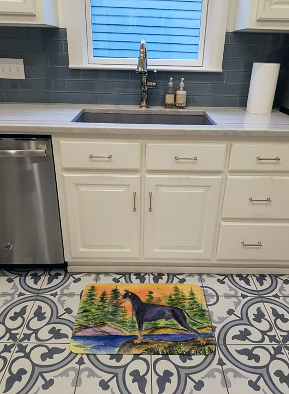 Manchester Terrier Memory Foam Kitchen Mat Machine Washable Anti-Fatigue Cushion Comfort Bath or Kitchen Rug