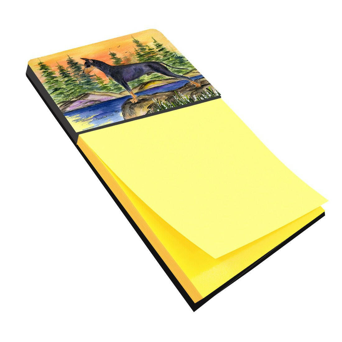 Manchester Terrier Watercolor Sticky Note Holder Refillable Dispenser Desk Accessory 3x3 Pad Gift