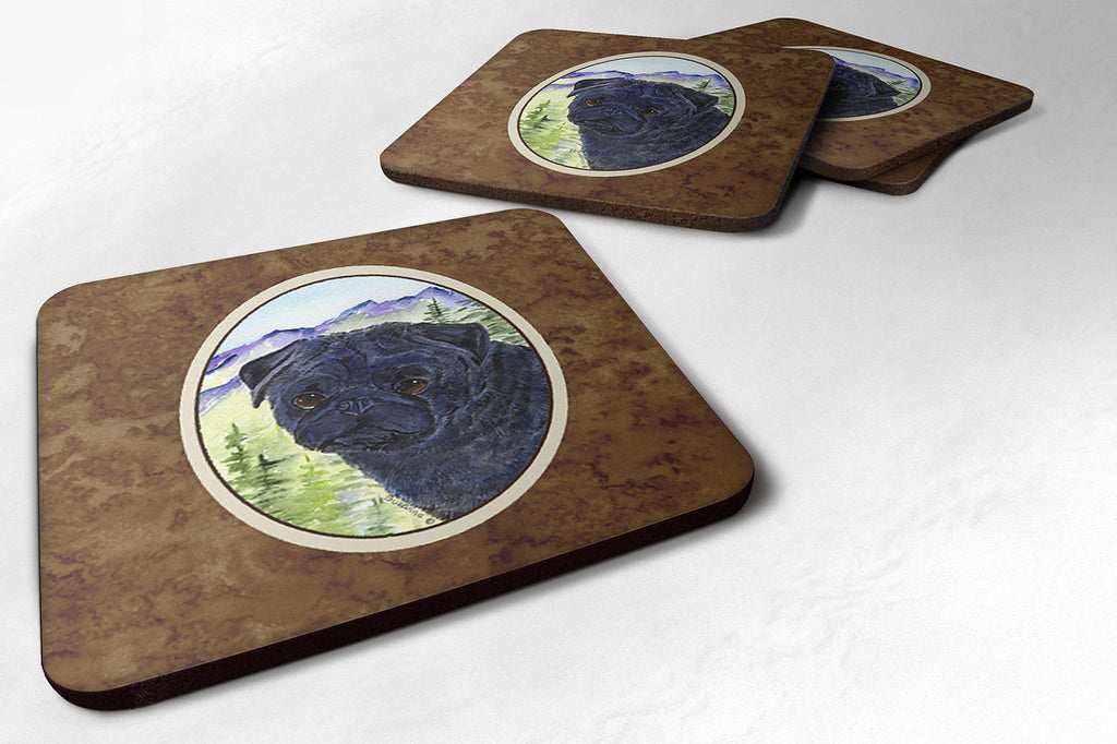 Pug Foam Coasters Set of 4 Cup Coasters for Indoor Outdoor, Tabletop Protection, Anti Slip, Mouse pad Material