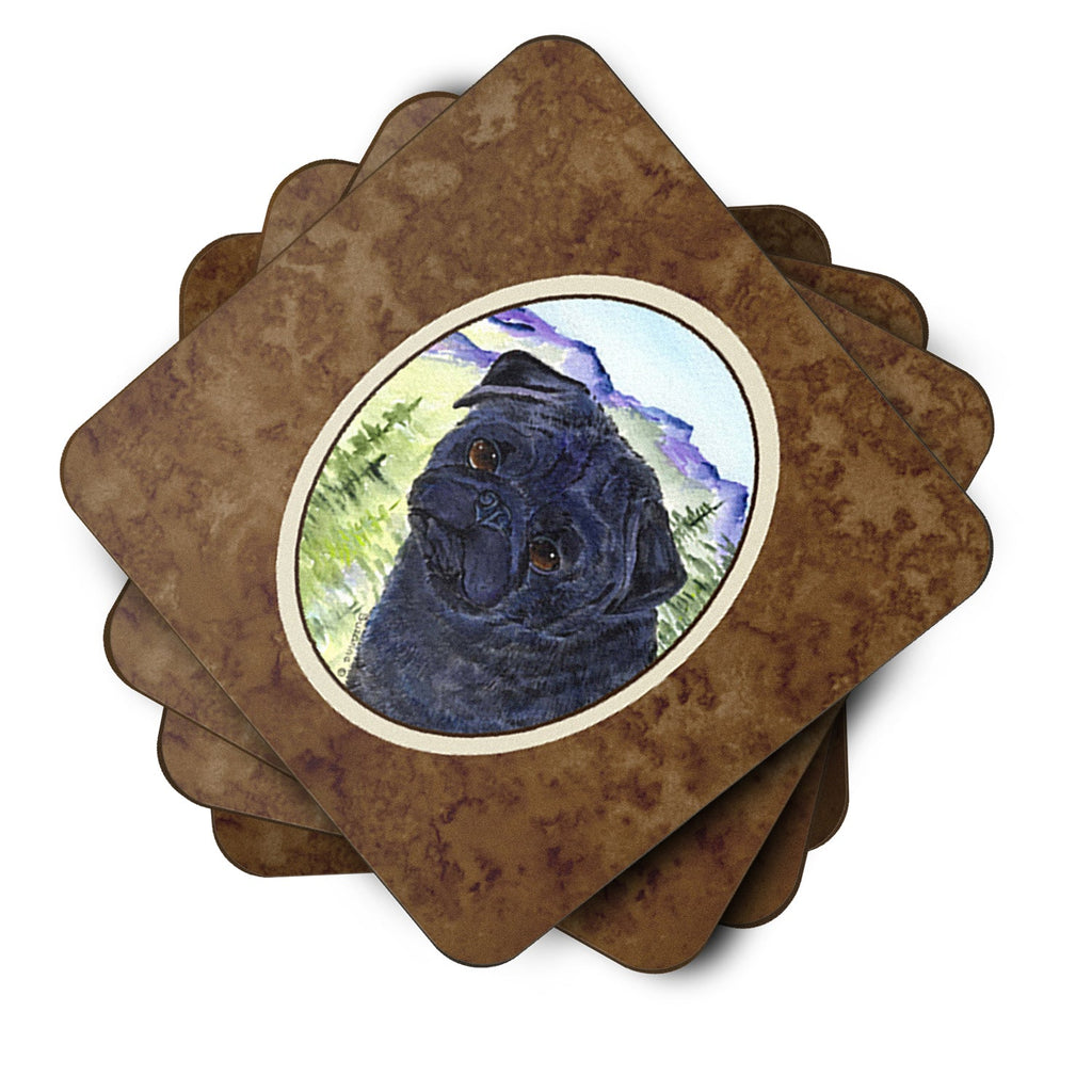 Pug Foam Coasters Set of 4 Cup Coasters for Indoor Outdoor, Tabletop Protection, Anti Slip, Mouse pad Material