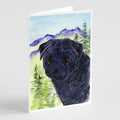 Pug Greeting Cards Pack of 8 Blank Cards with Envelopes Whimsical A7 Size 5x7