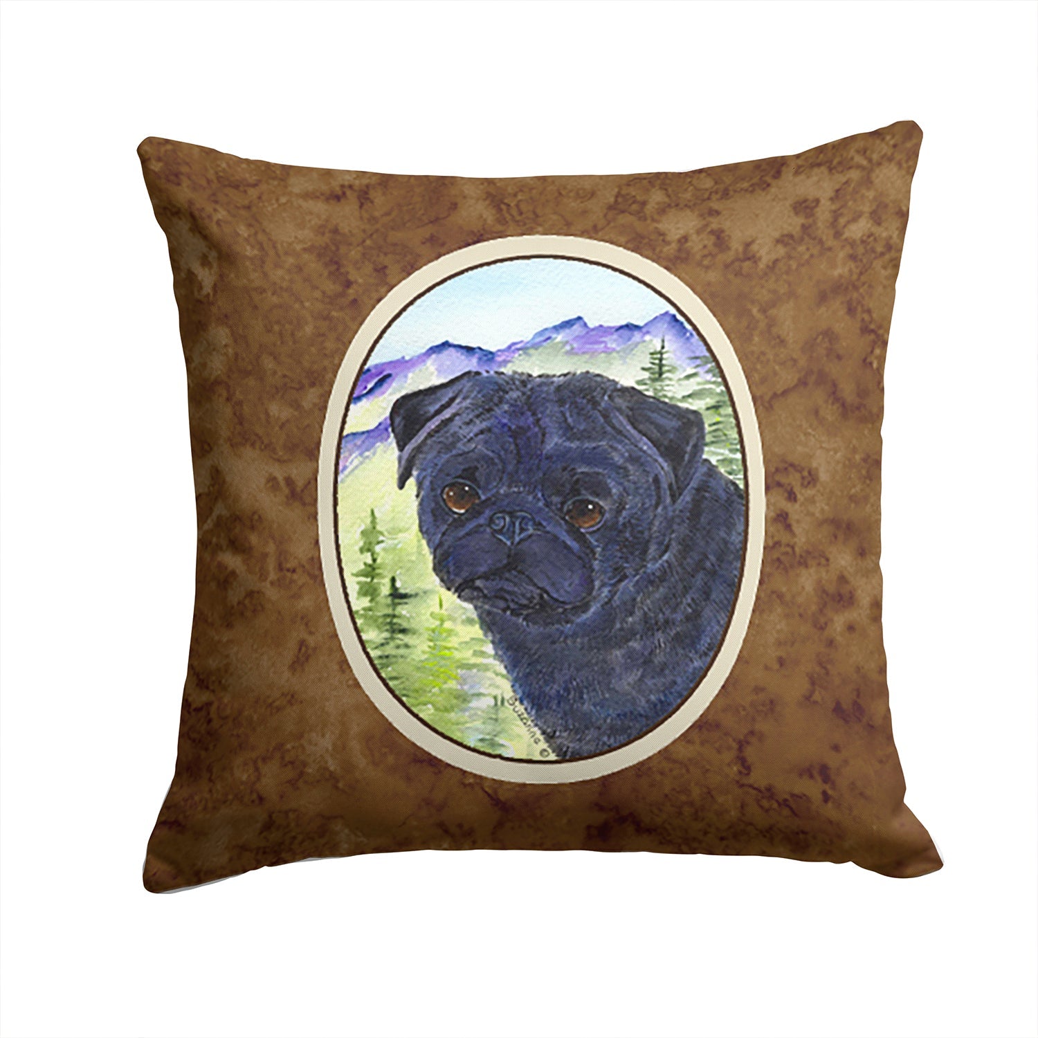 Pug Decorative Throw Pillow 14x14 Indoor Outdoor Accent Cushion, Fabric Cover with Insert for Sofa, Bed, Porch & Living Room