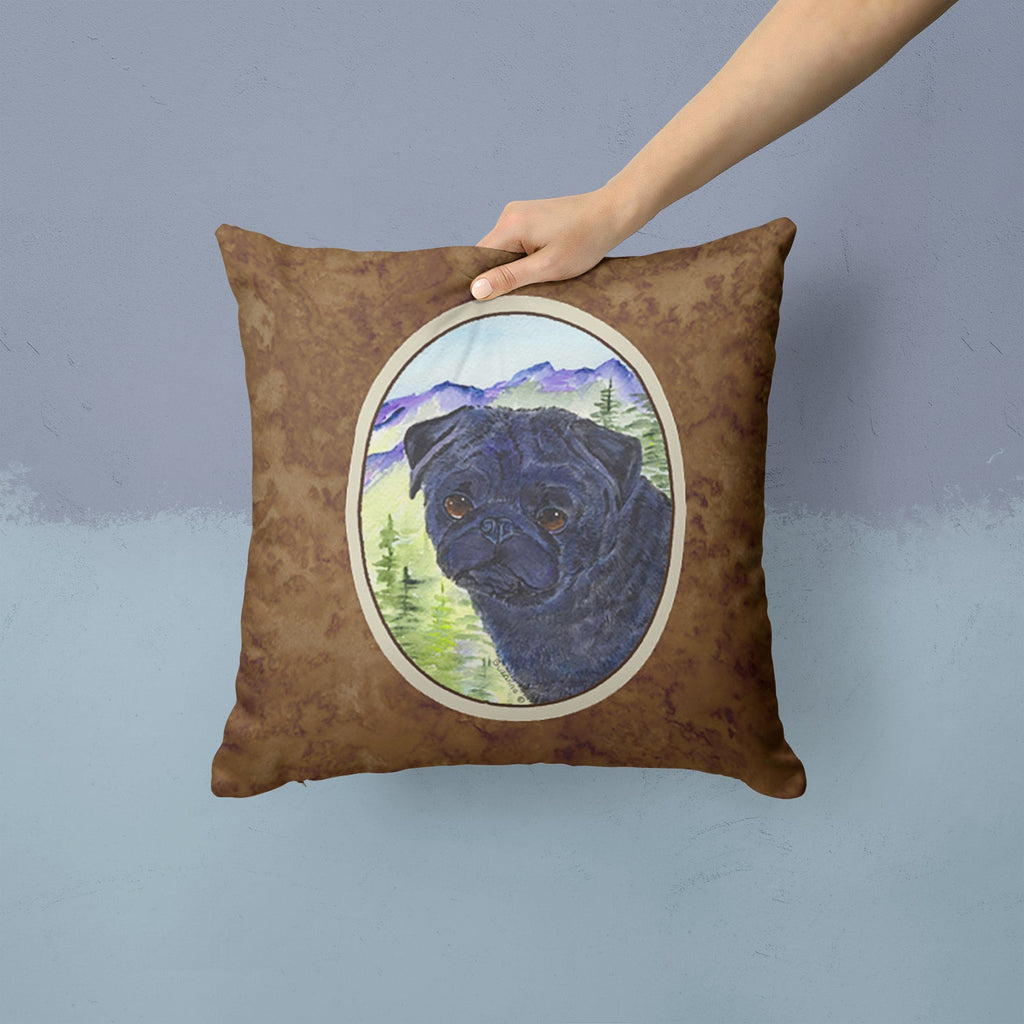 Pug Decorative Throw Pillow 14x14 Indoor Outdoor Accent Cushion, Fabric Cover with Insert for Sofa, Bed, Porch & Living Room