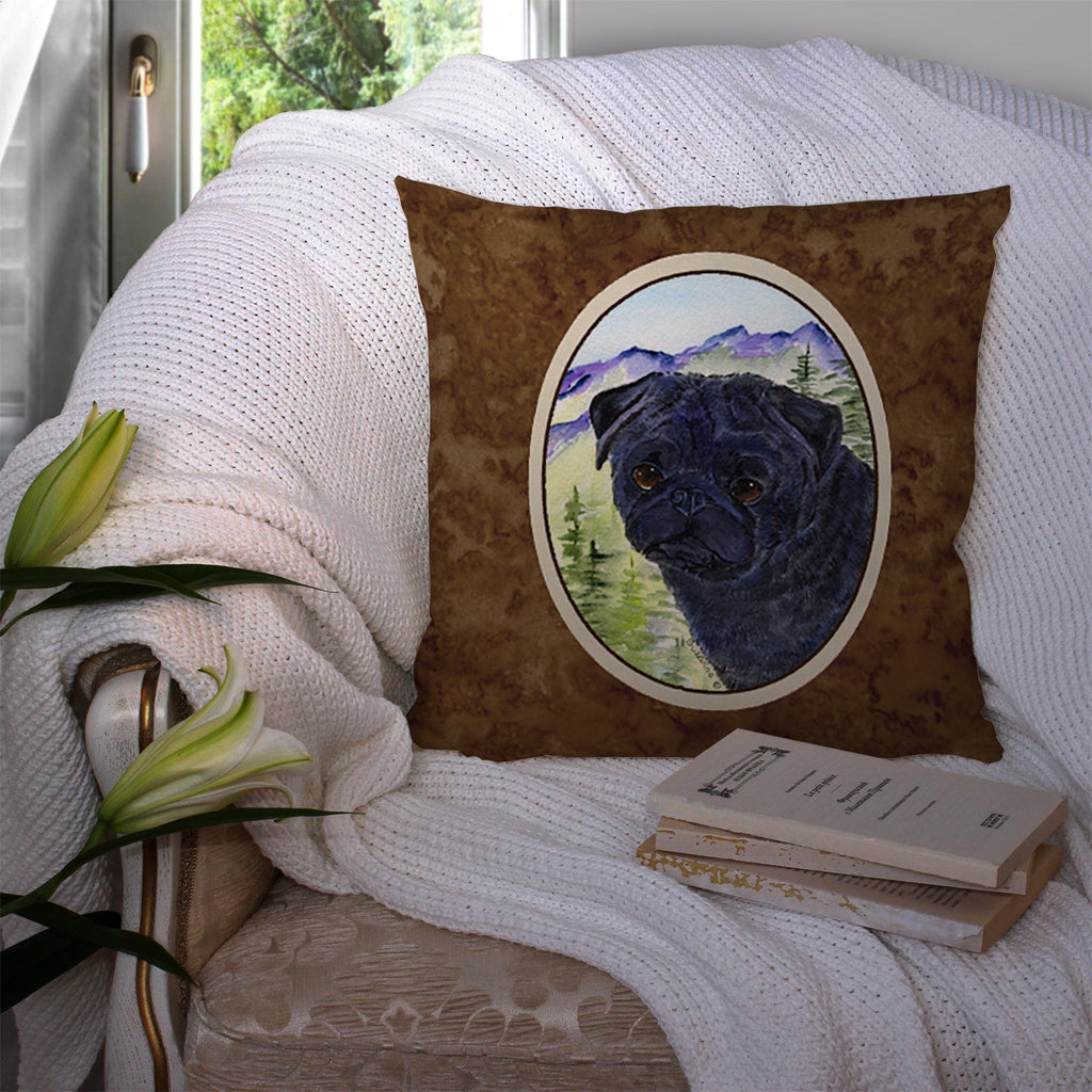 Pug Decorative Throw Pillow 14x14 Indoor Outdoor Accent Cushion, Fabric Cover with Insert for Sofa, Bed, Porch & Living Room