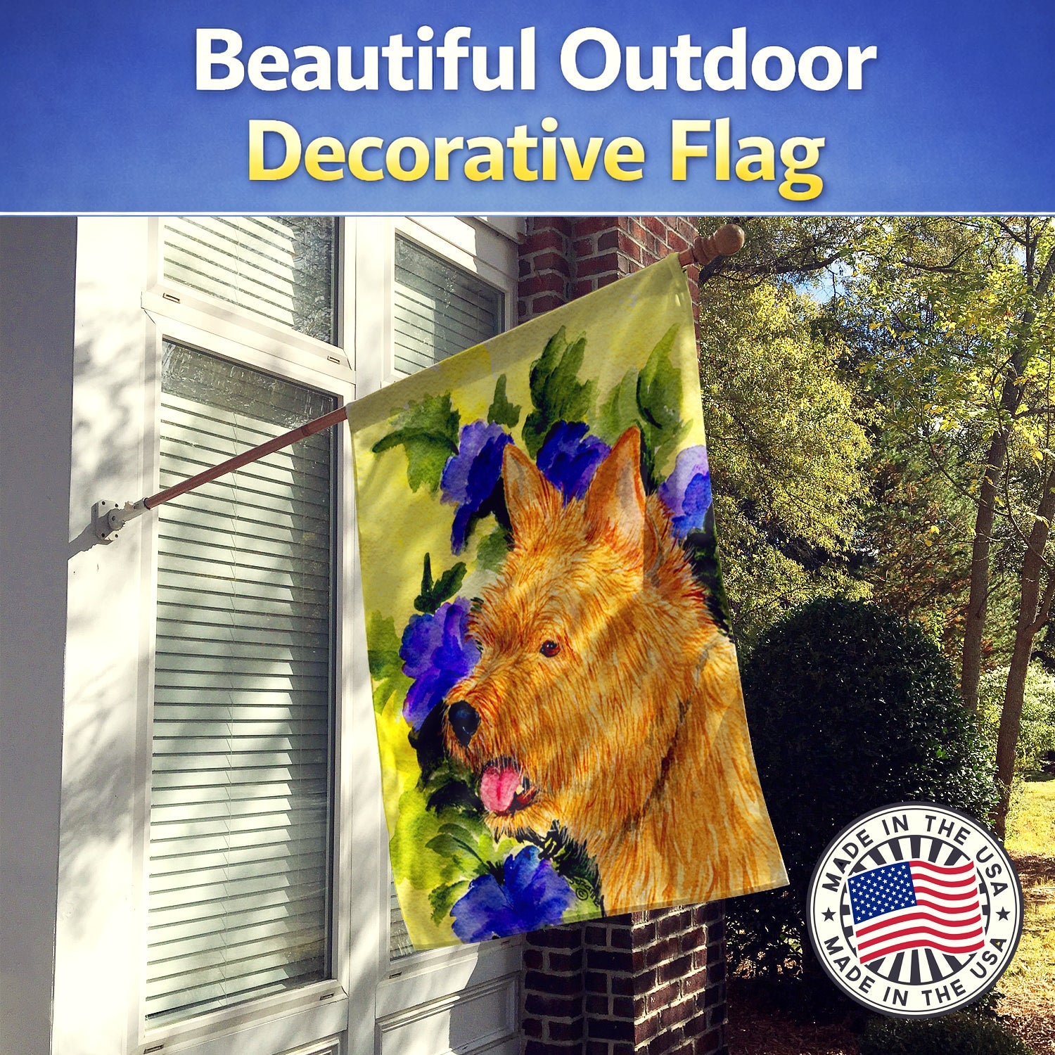 Norwich Terrier House Flag 28x40 Porch Sleeve Pole Decorative Outside Yard Banner Artwork Wall Hanging, Polyester
