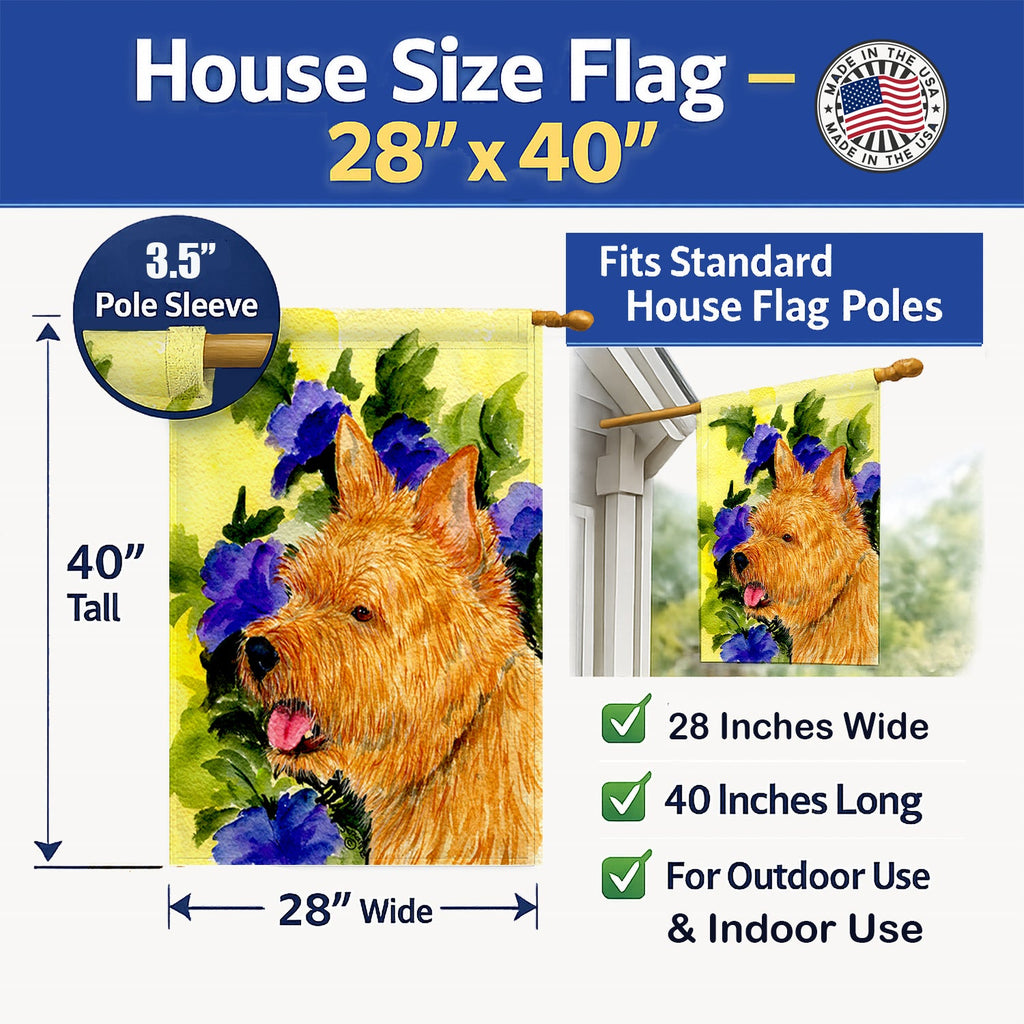 Norwich Terrier House Flag 28x40 Porch Sleeve Pole Decorative Outside Yard Banner Artwork Wall Hanging, Polyester