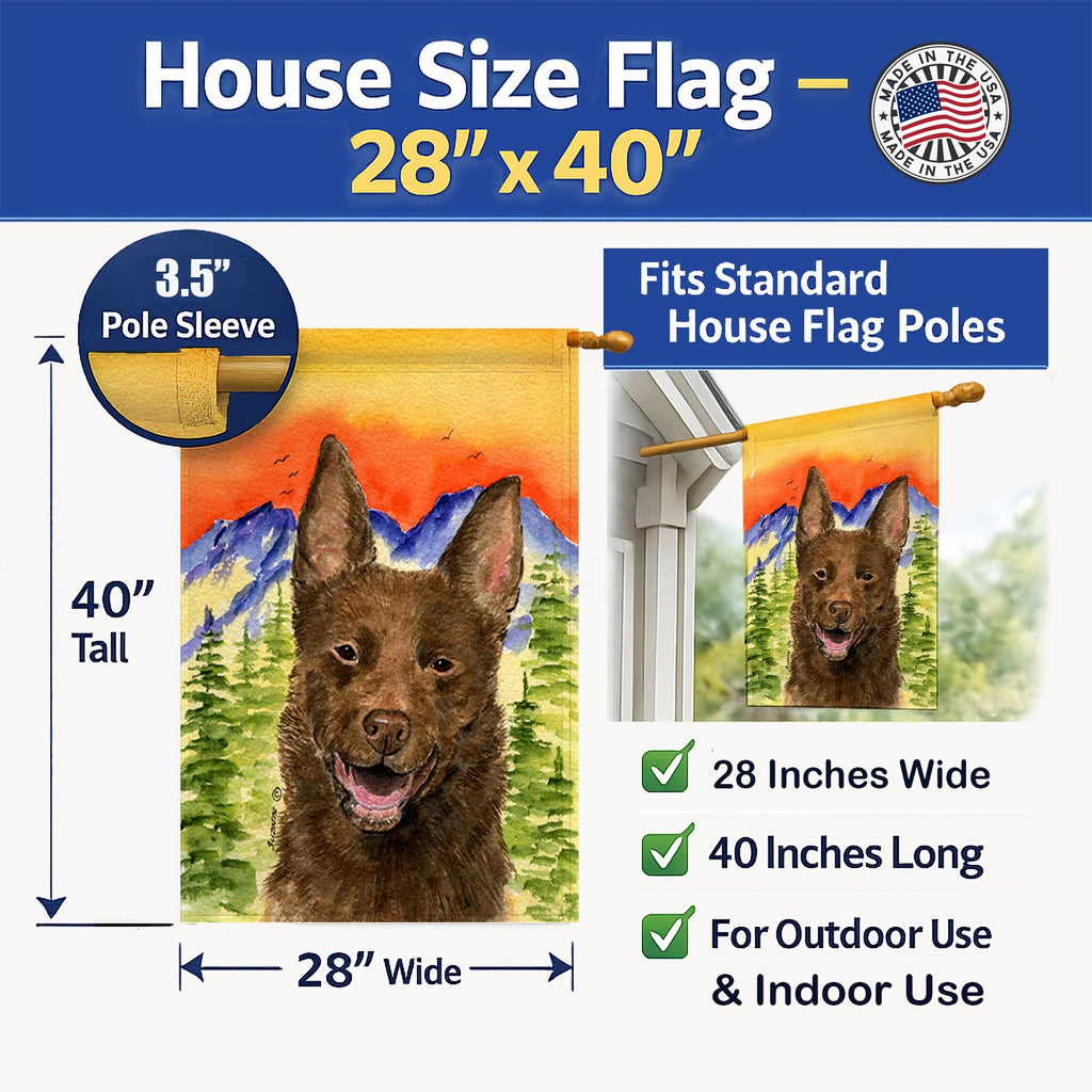 Australian Kelpie House Flag 28x40 Porch Sleeve Pole Decorative Outside Yard Banner Artwork Wall Hanging, Polyester